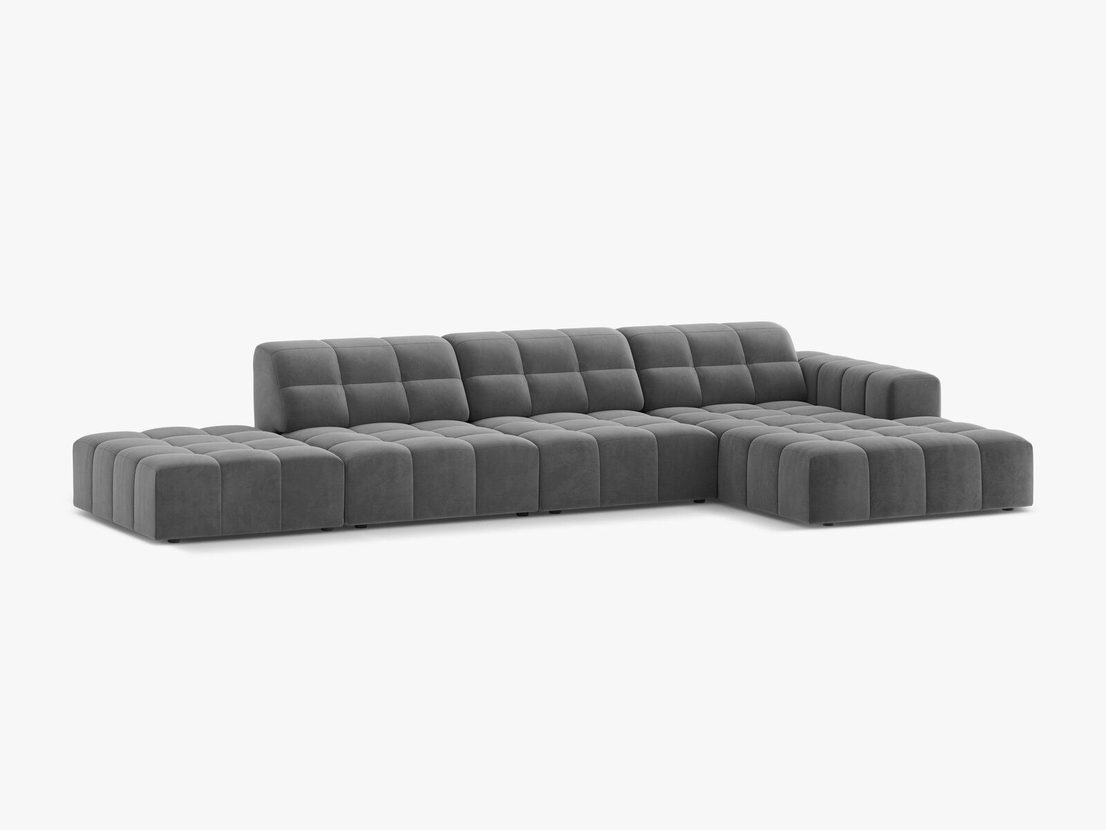 Micadoni Ecksofa Jennifer 5-Sitzer Rechts Samt Venus Hellgrau