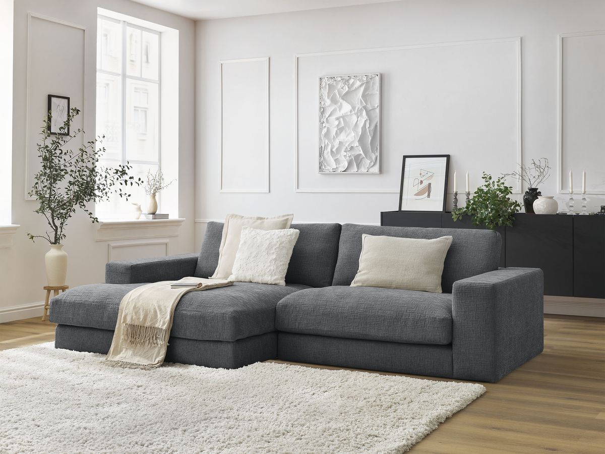 Bobochic Leonard Ecksofa 234 × 159 cm Strukturstoff Dunkelgrau Ecke links