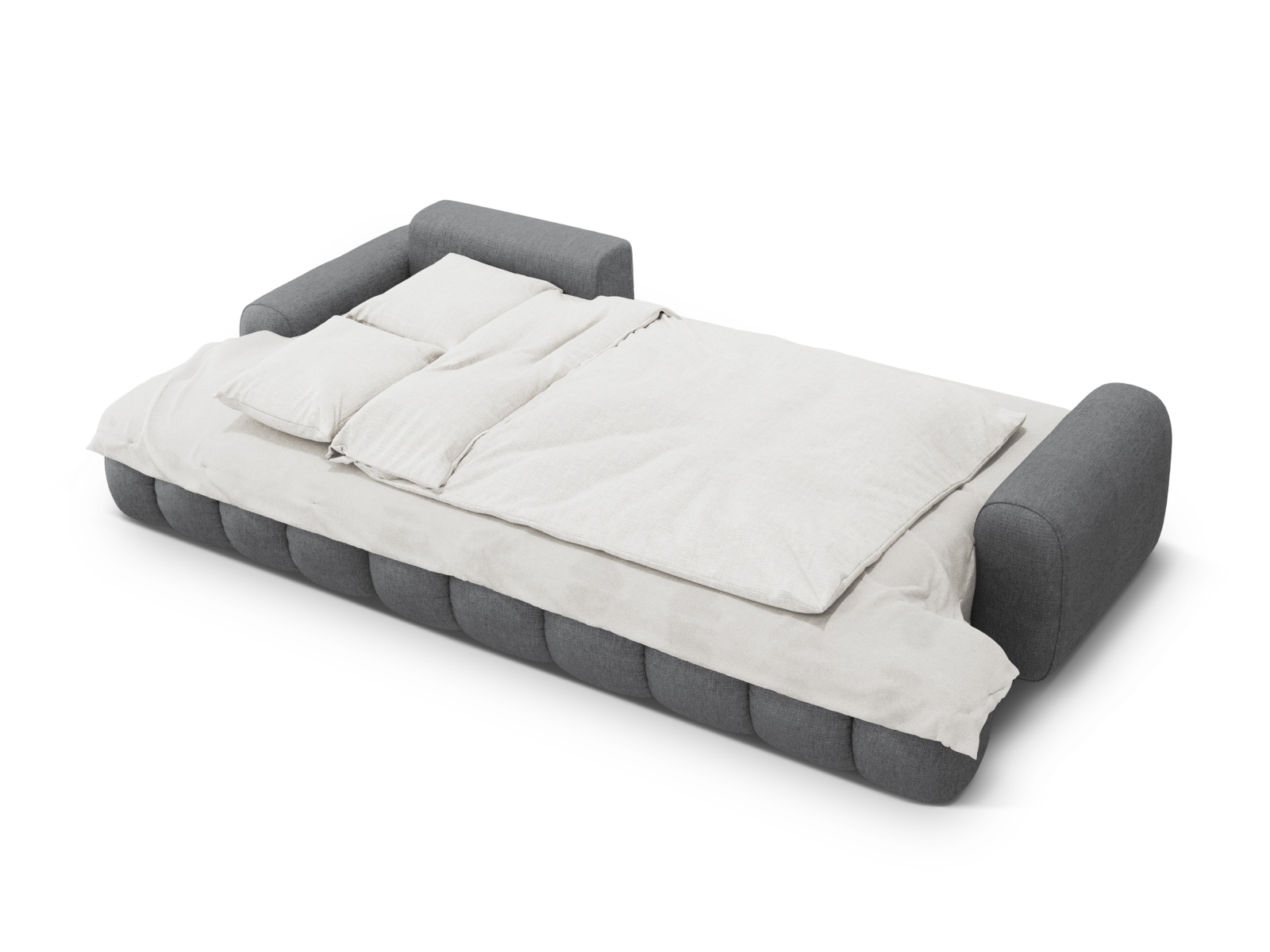 Cosmopolitan Design Ecksofa Linz 3-Sitzer mit Schlaffunktion Strukturierter Stoff Sorella Grau Links