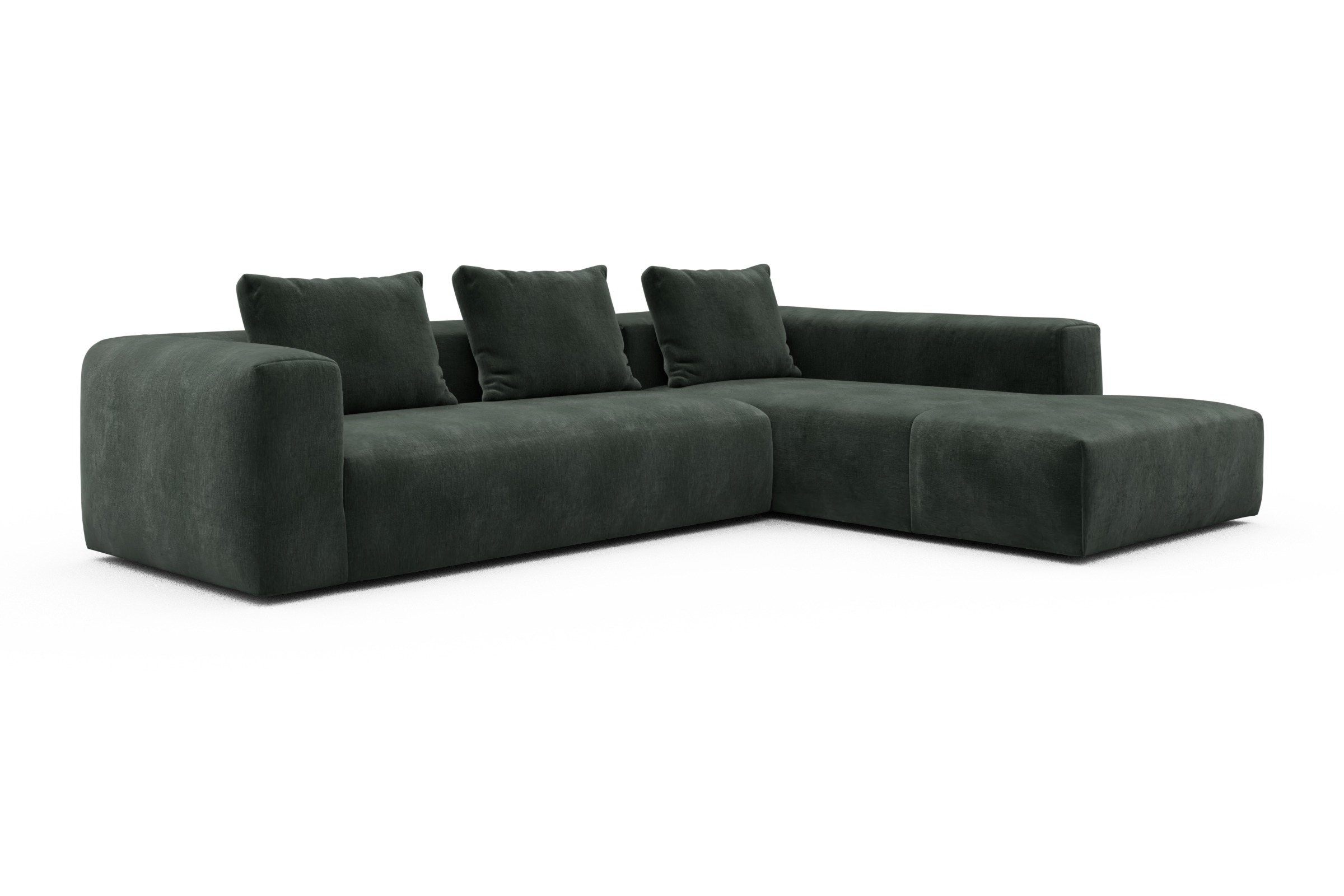 Ecksofa Fred Relax-Ecke rechts mit 2,5-Sitzer Smooth-Laurel-Green