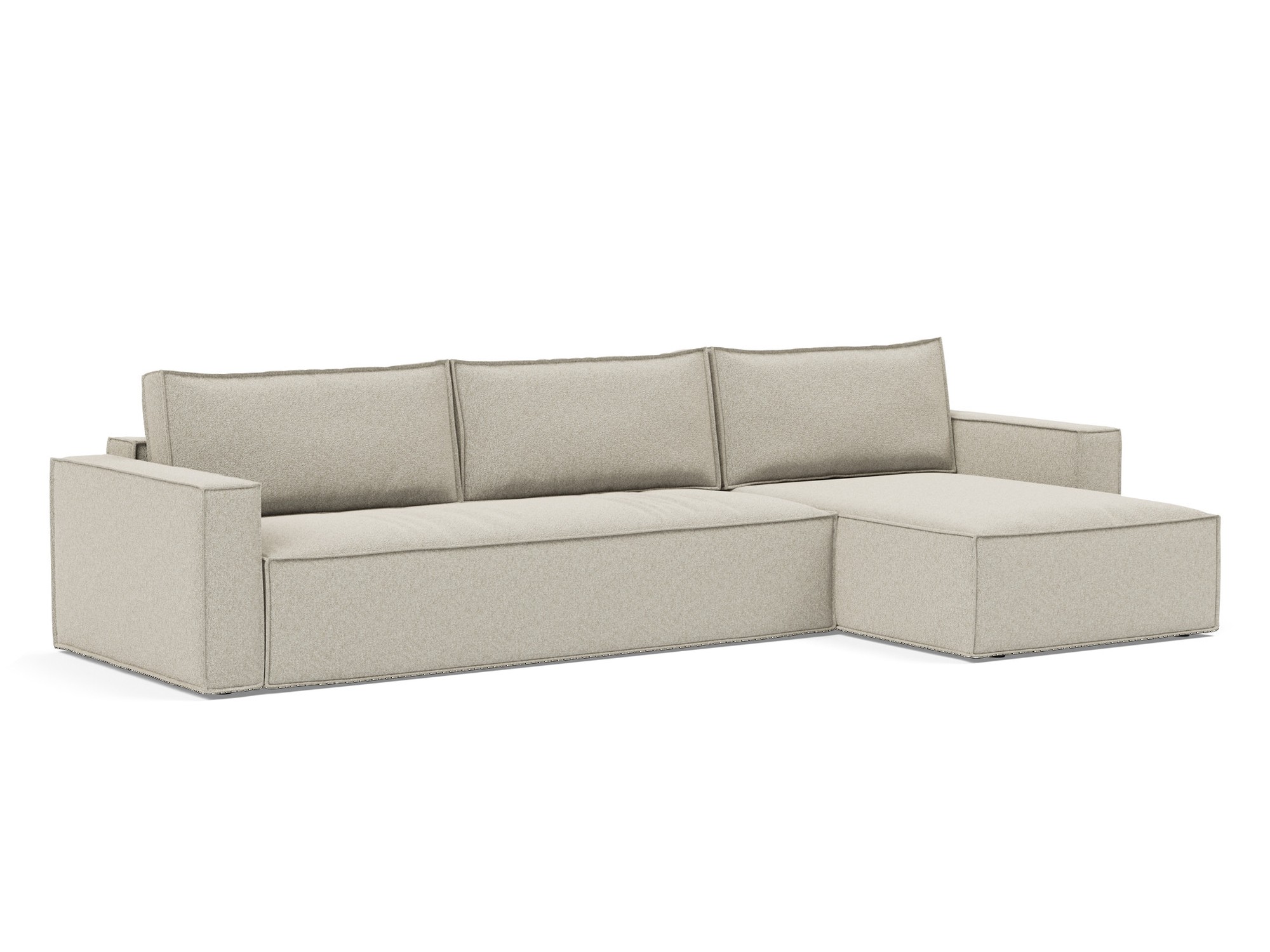 Schlafsofa Newilla mit Chaiselongue Boucle Skandi 539-Beige