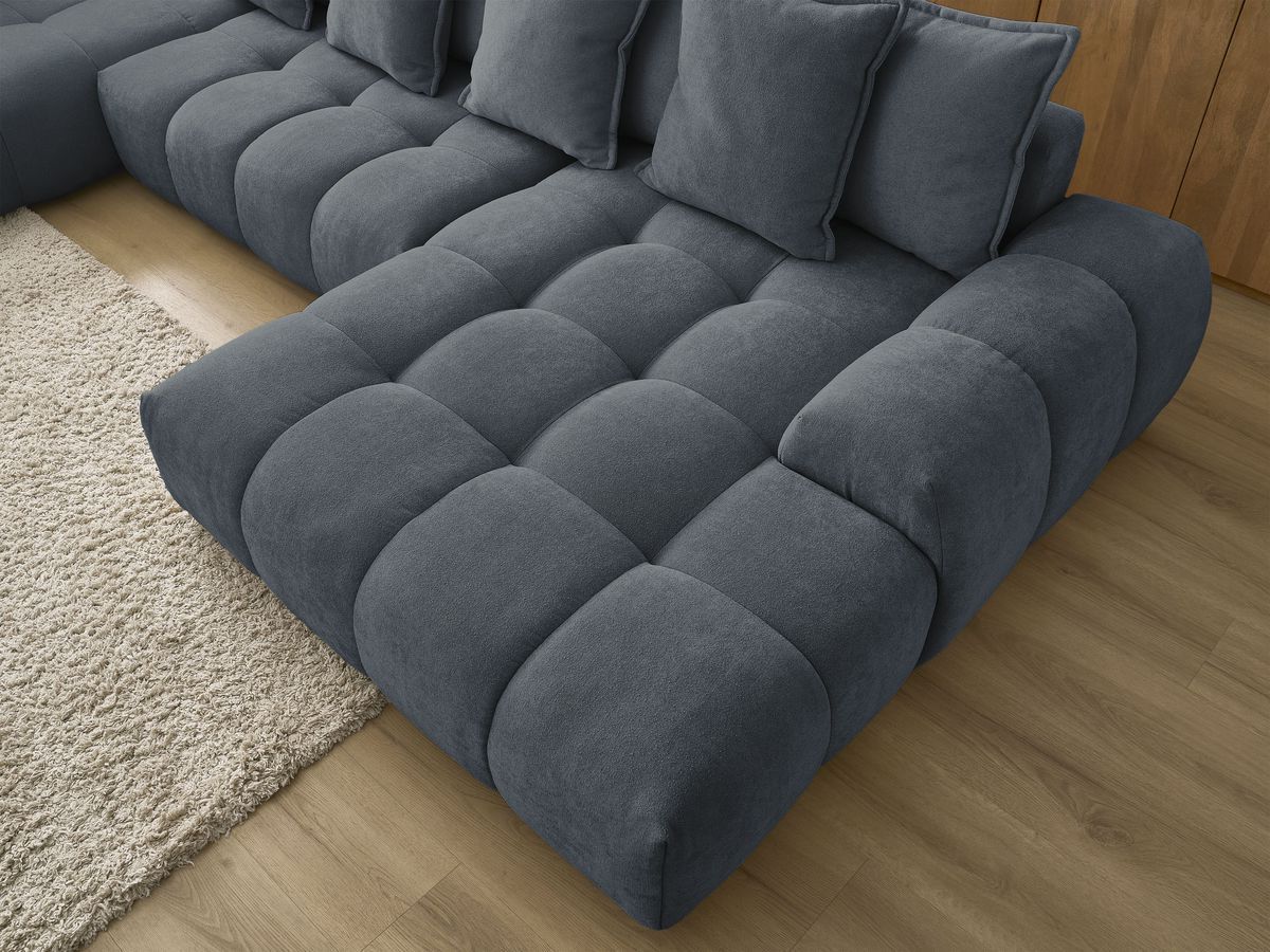 Bobochic Everest Wohnlandschaft, 14 Kissen Strukturstoff Dunkelblau Ecke rechts