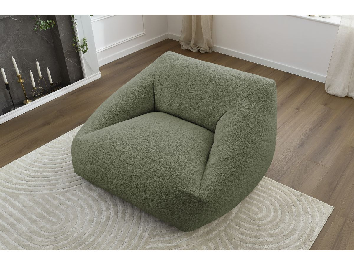Bobochic Lilibet Pouf Bouclé-Stoff Grün
