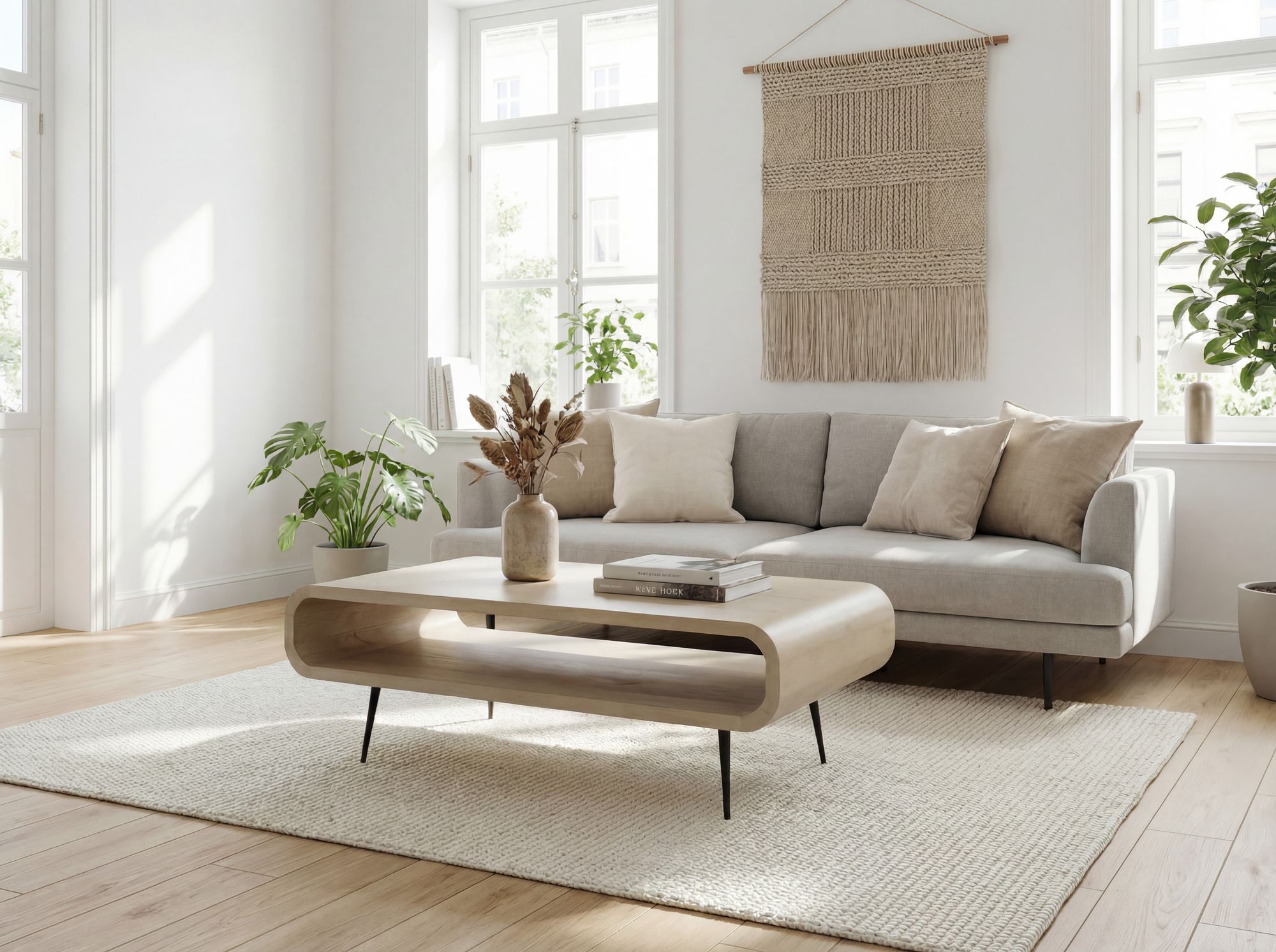 Couchtisch Ramsund Mango Massivholz Weiß 90 × 55 × 30 cm