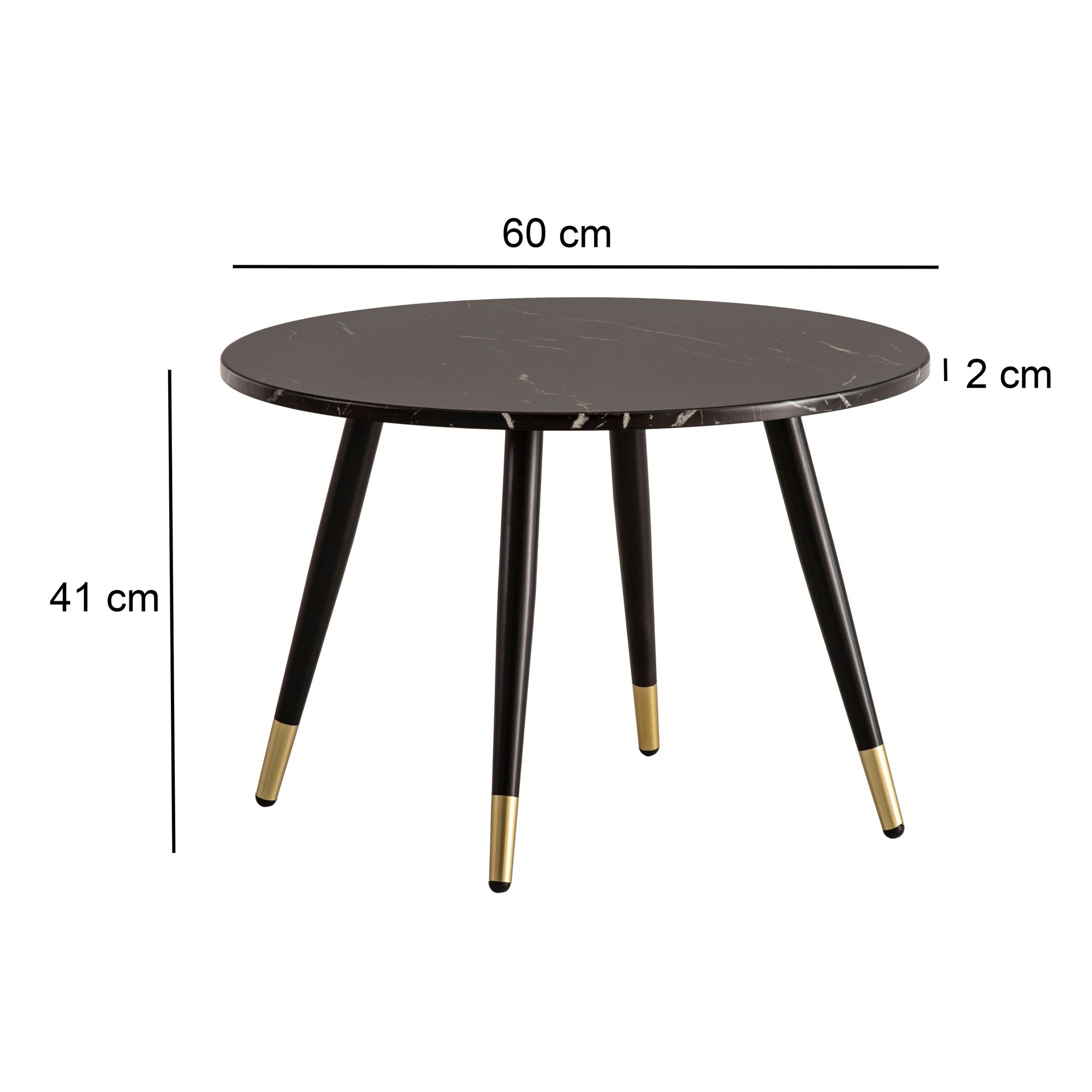 Couchtisch Ringstad Marmoroptik Schwarz Ø 60 × H 41 cm
