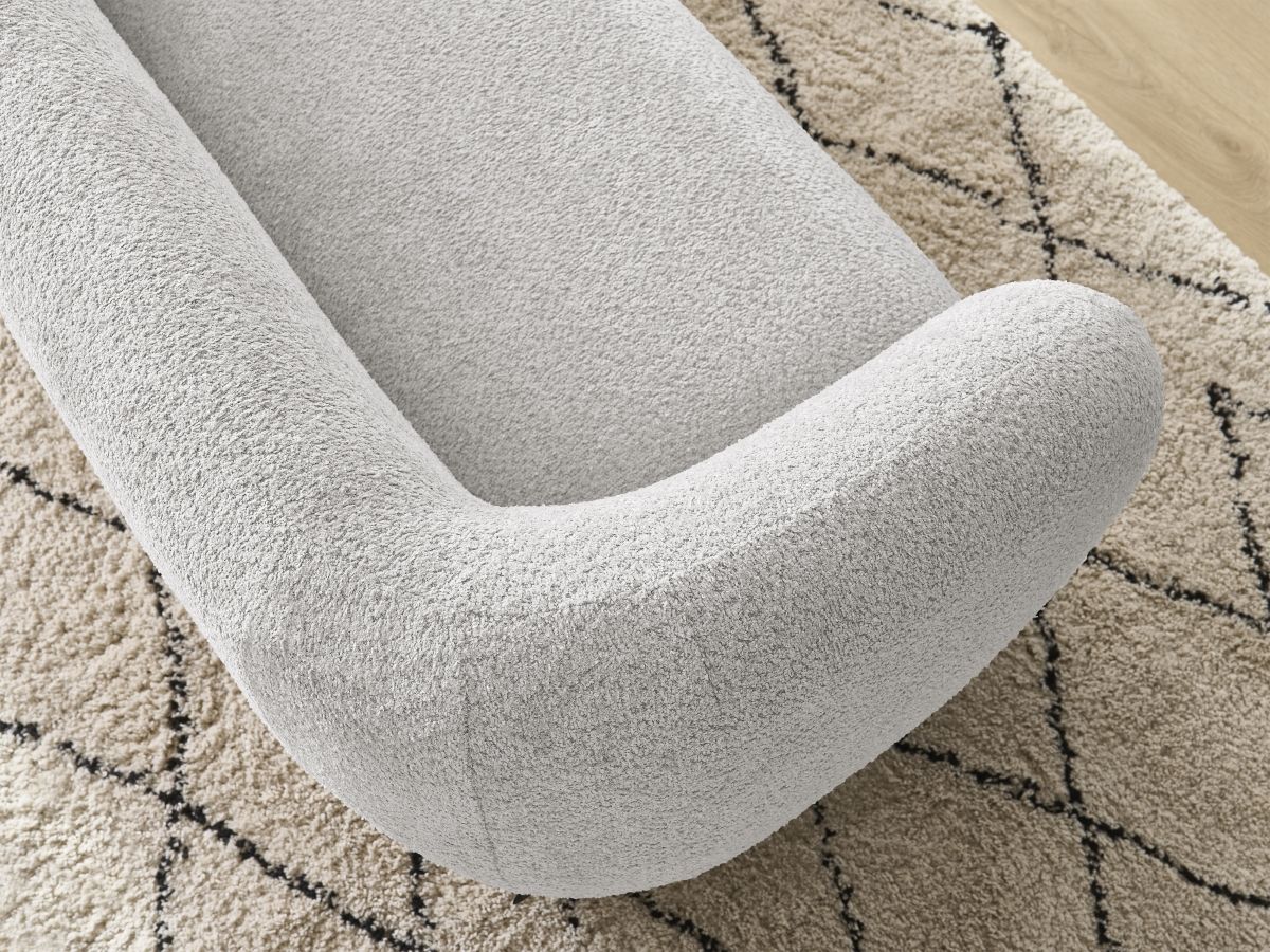 Bobochic Celine Sofa 2-Sitzer Bouclé-Stoff Hellgrau