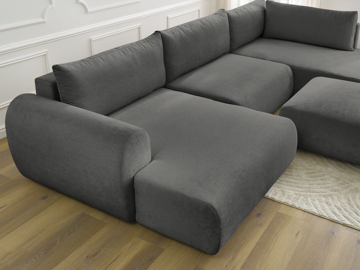 Bobochic Lucien Wohnlandschaft mit Pouf Stoff Dunkelgrau Ecke links