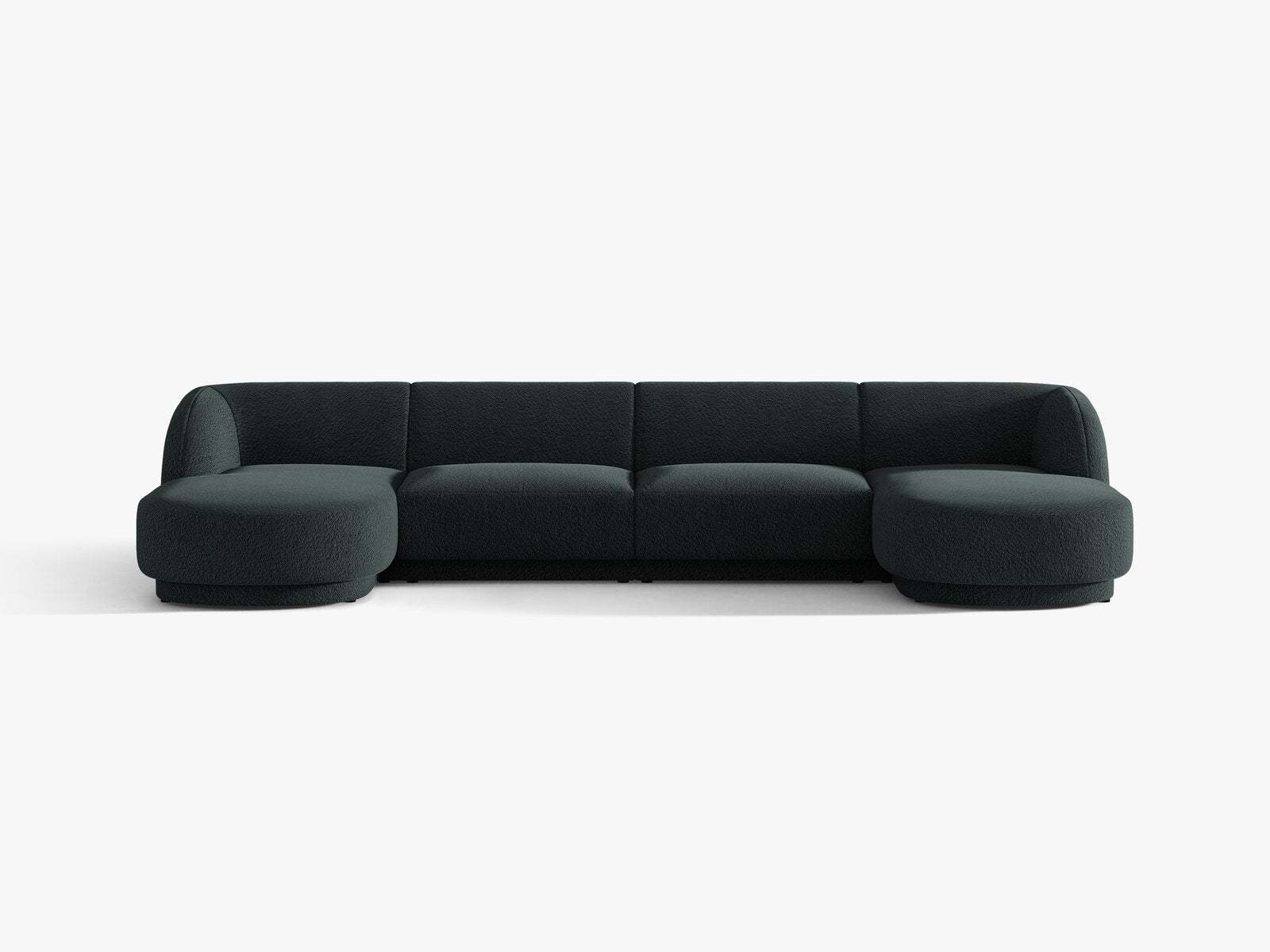 Micadoni Panorama-Sofa Miley 5-Sitzer Boucle Baloo Schwarz