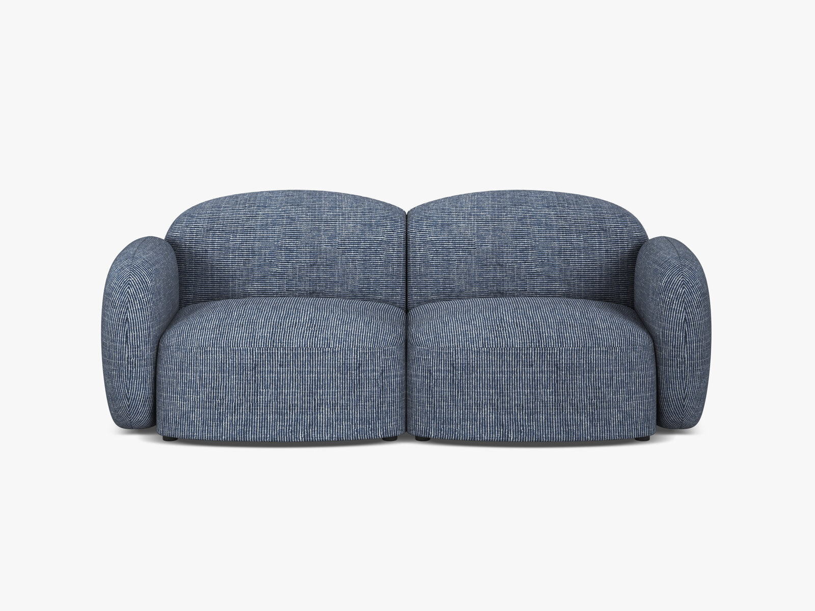 Micadoni Sofa Blair 2-Sitzer Strukturierter Stoff Baltimore Blau Melange