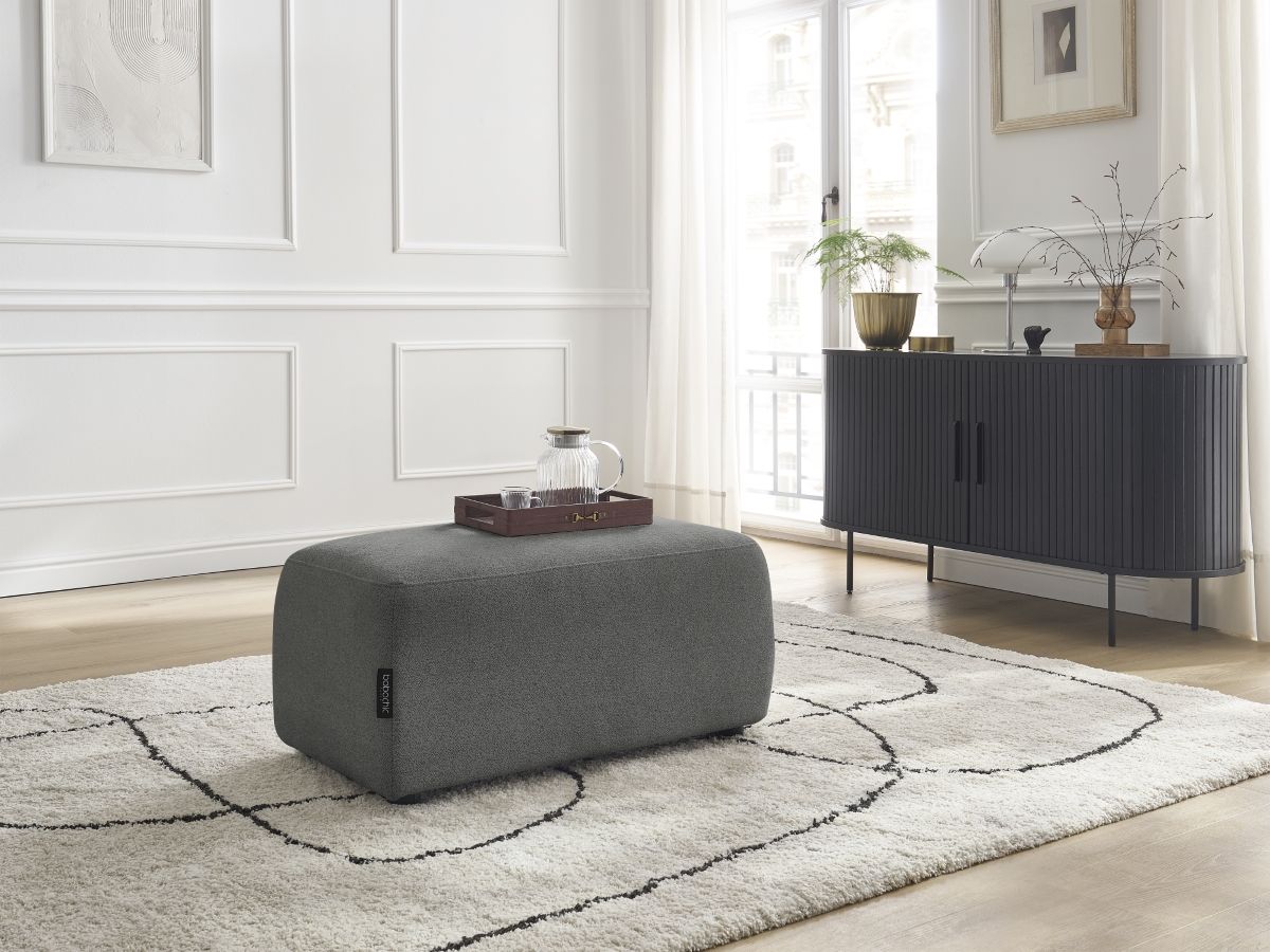 Bobochic Atilla Pouf Melange-Stoff Dunkelgrau