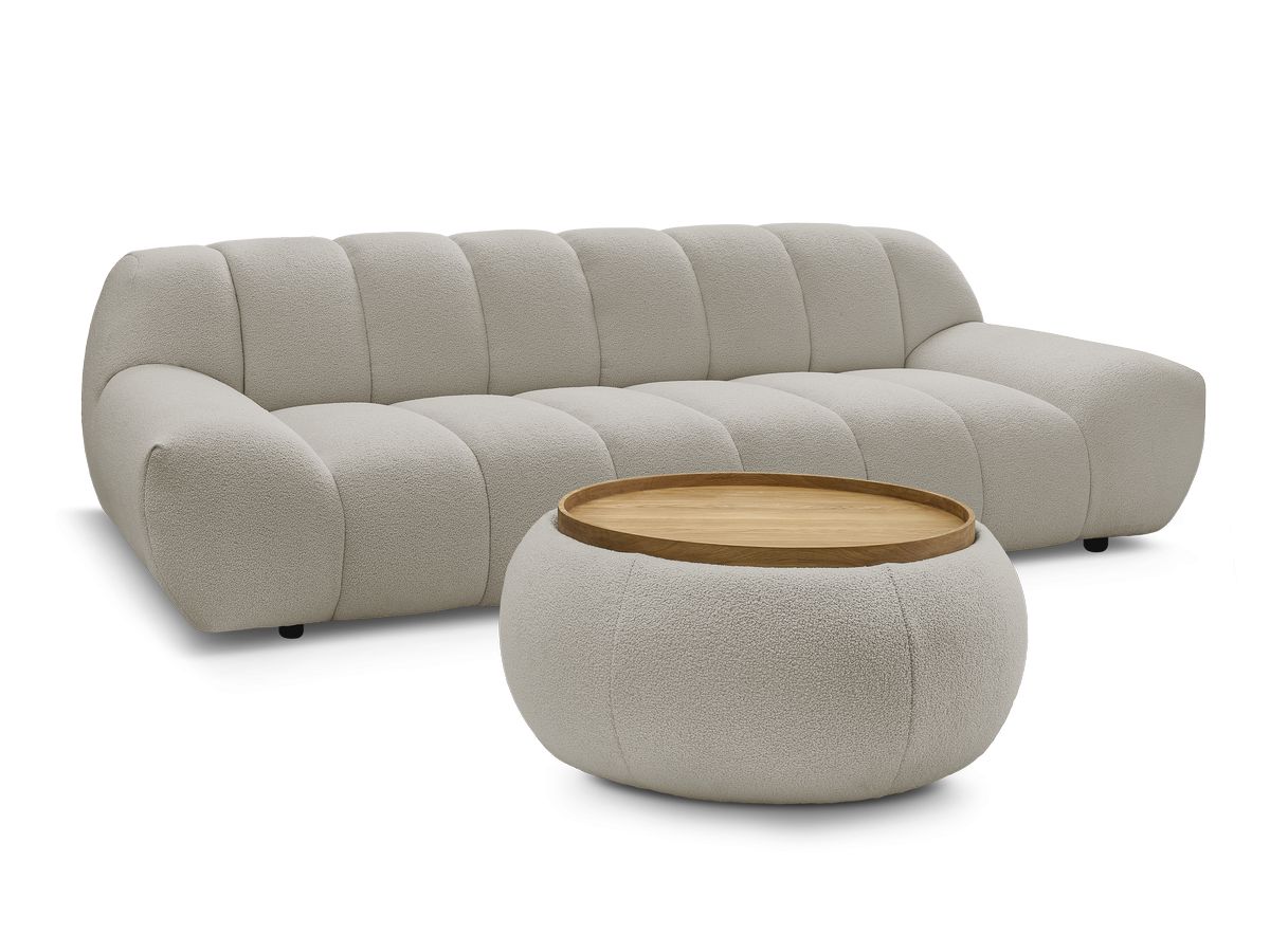 Bobochic Hayden Sofa 3-Sitzer mit Pouf 256 × 107 cm Bouclé-Stoff Taupe