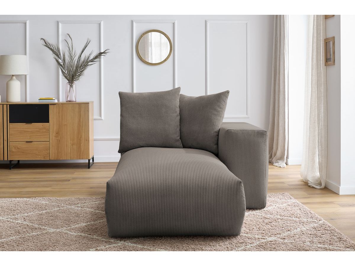 Bobochic Voltaire Méridienne-Modul Cordsamt Taupe Ecke rechts