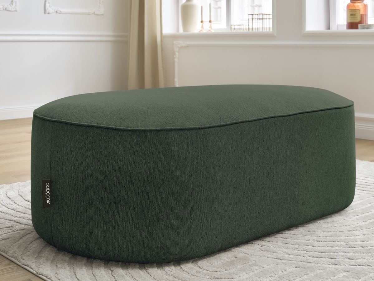 Bobochic Rousseau Pouf Melange-Stoff Grün