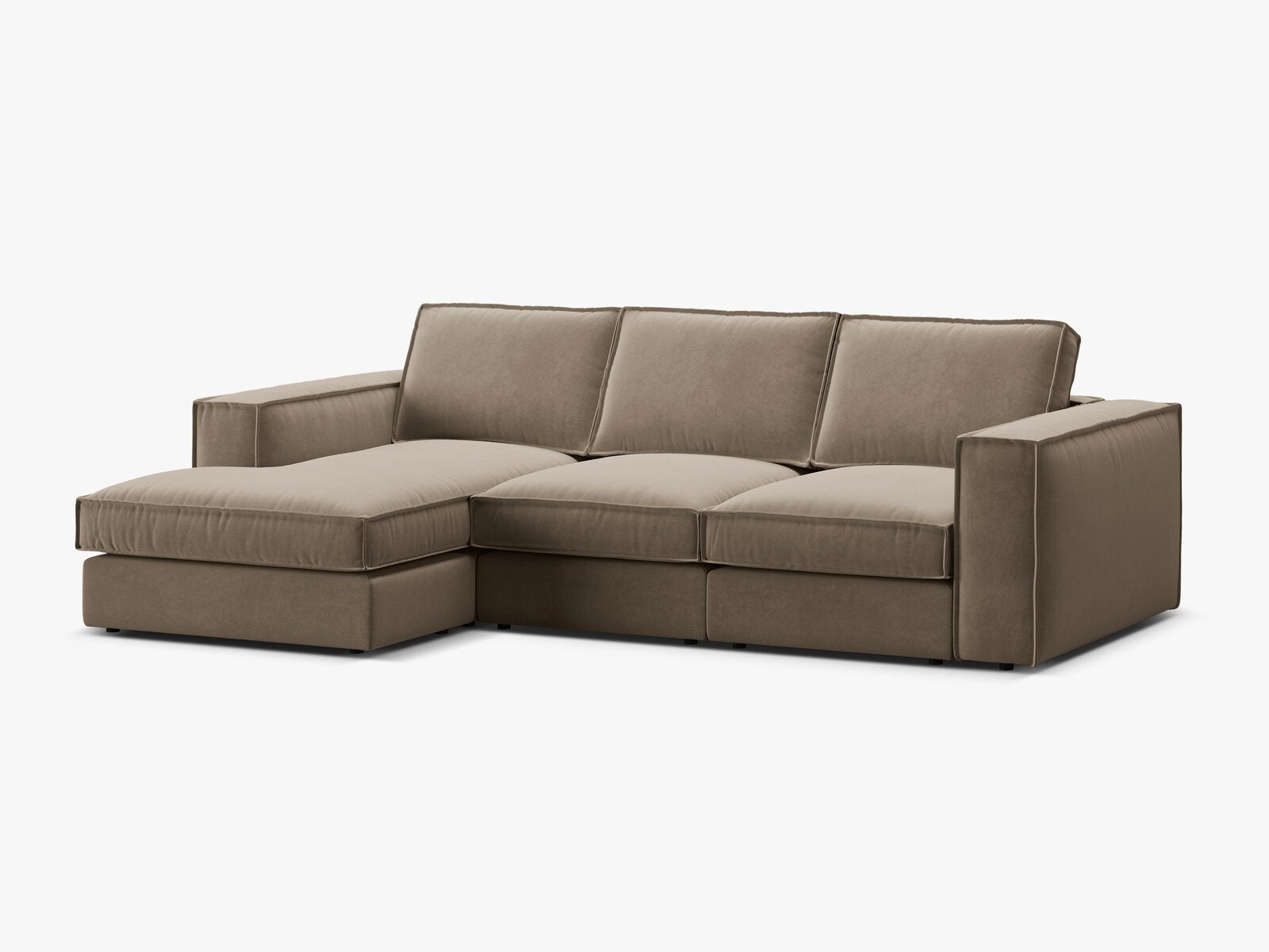 Micadoni modulares Ecksofa Pola 3-Sitzer Links Samt Salvador Grau Braun