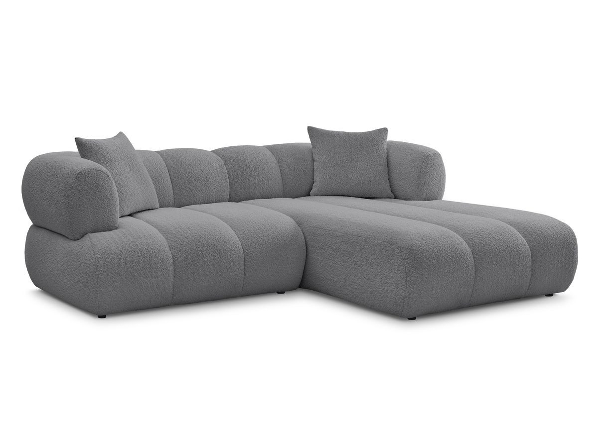 Bobochic Pamira Ecksofa Bouclé-Stoff Dunkelgrau Ecke rechts
