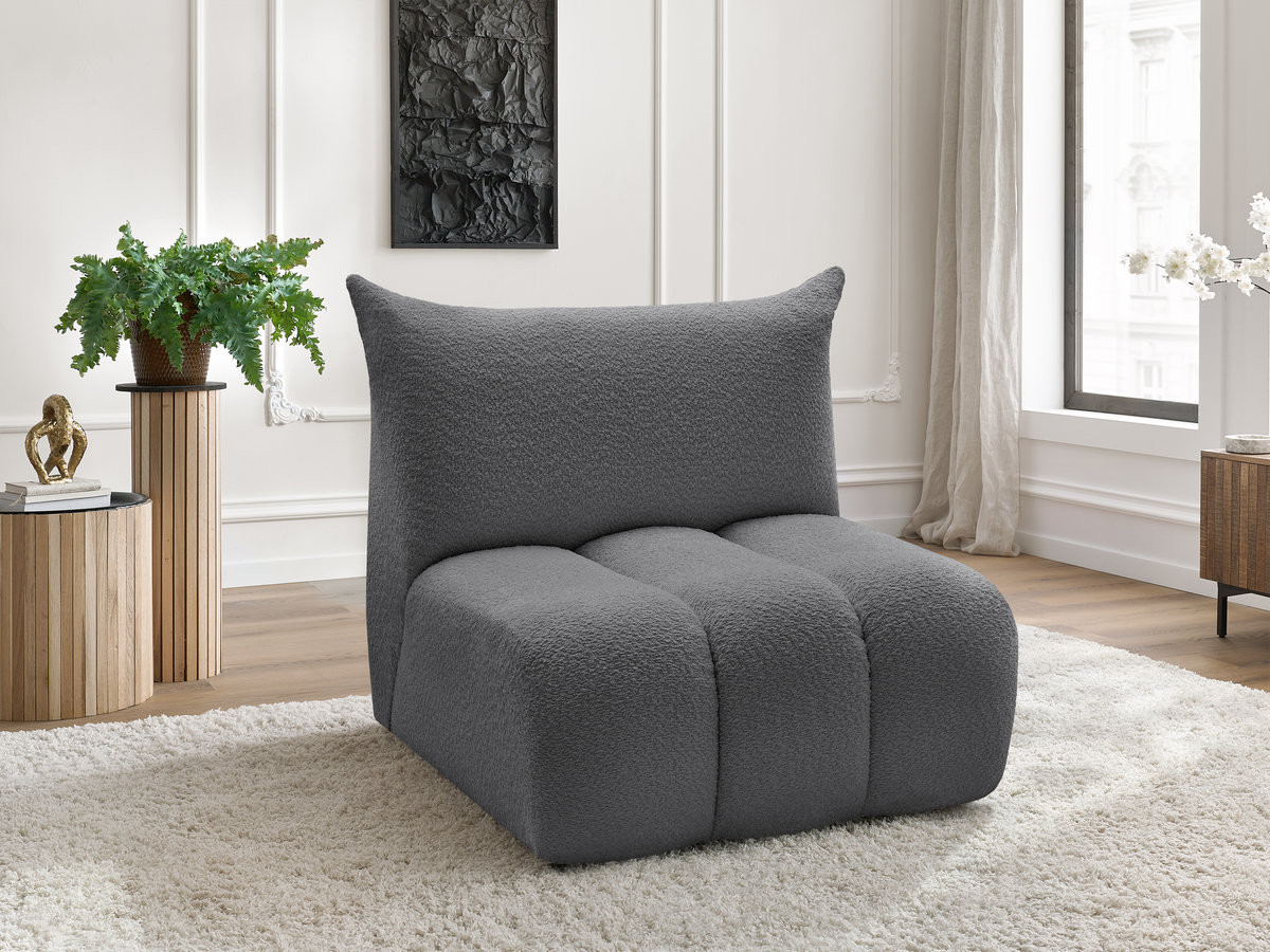 Bobochic Azra Sofamodul 1-Sitzer 90 × 112 cm Bouclé-Stoff Dunkelgrau