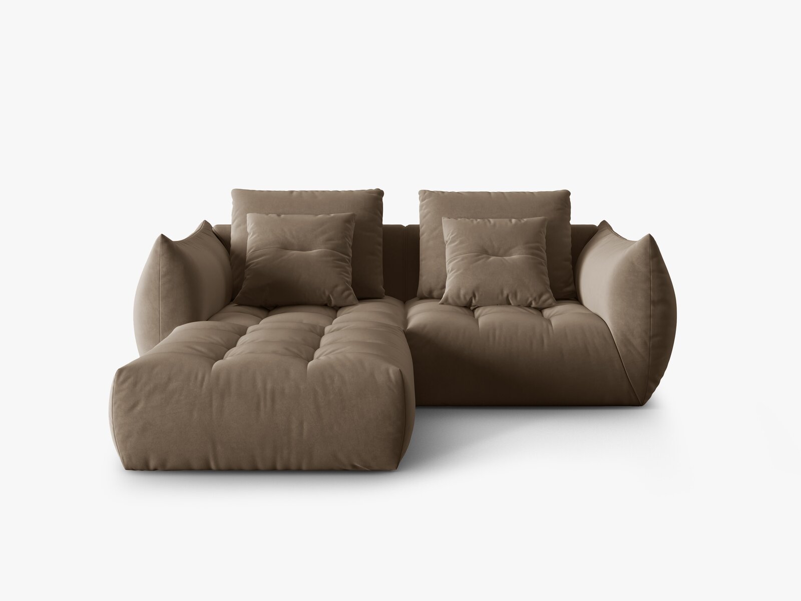 Micadoni Ecksofa Bloom 3-Sitzer Samt Hellbraun