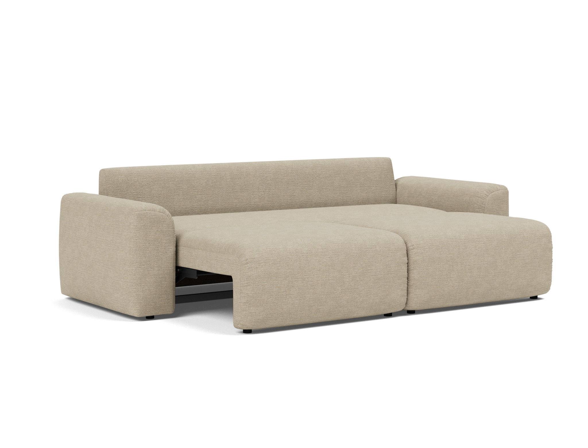 Schlafsofa Norum mit Chunky-Armlehnen Strukturierter Stoff Taura 356-Sand