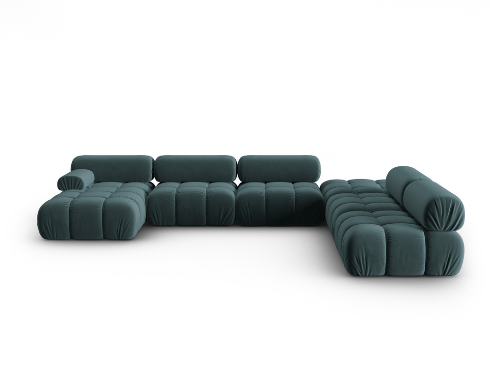 Cosmopolitan Design Modulares Panoramasofa Cortina 7-Sitzer Samt Bluvel Türkis Rechts