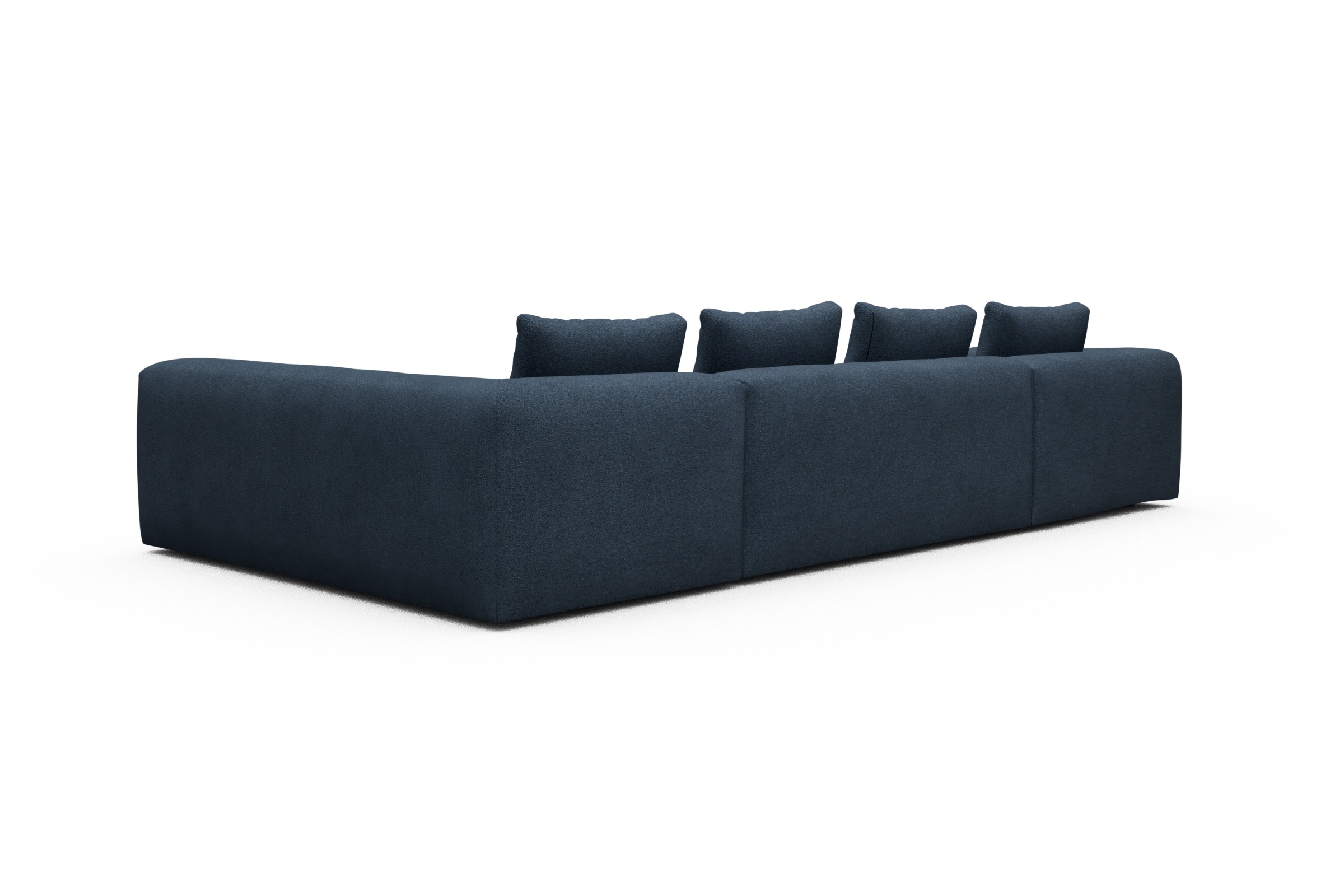 Wohnlandschaft Fred Chaiselongue links mit 2-Sitzer und lange Armlehne rechts Boucle-Blue