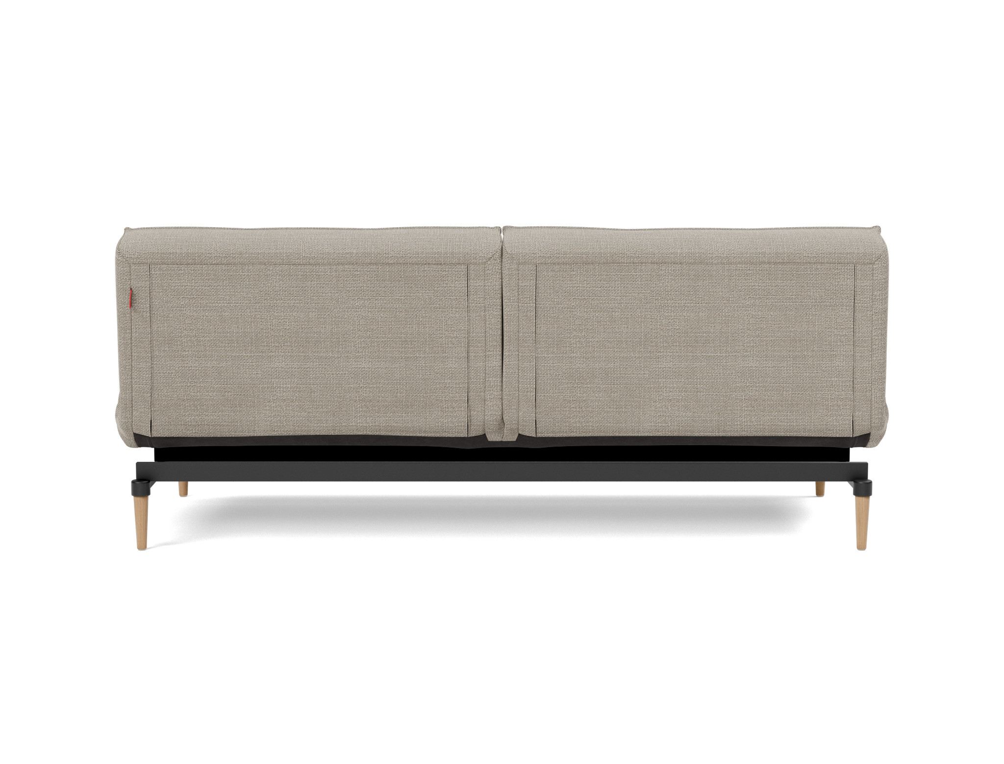 Schlafsofa Splitback Strukturierter Stoff Kenya 579-Gravel Beine Styletto Eiche hell