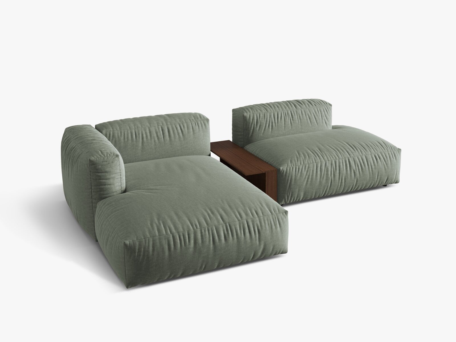 Micadoni Ecksofa Martina 2-Sitzer mit Couchtisch Links Strukturierter Stoff Moßgrün