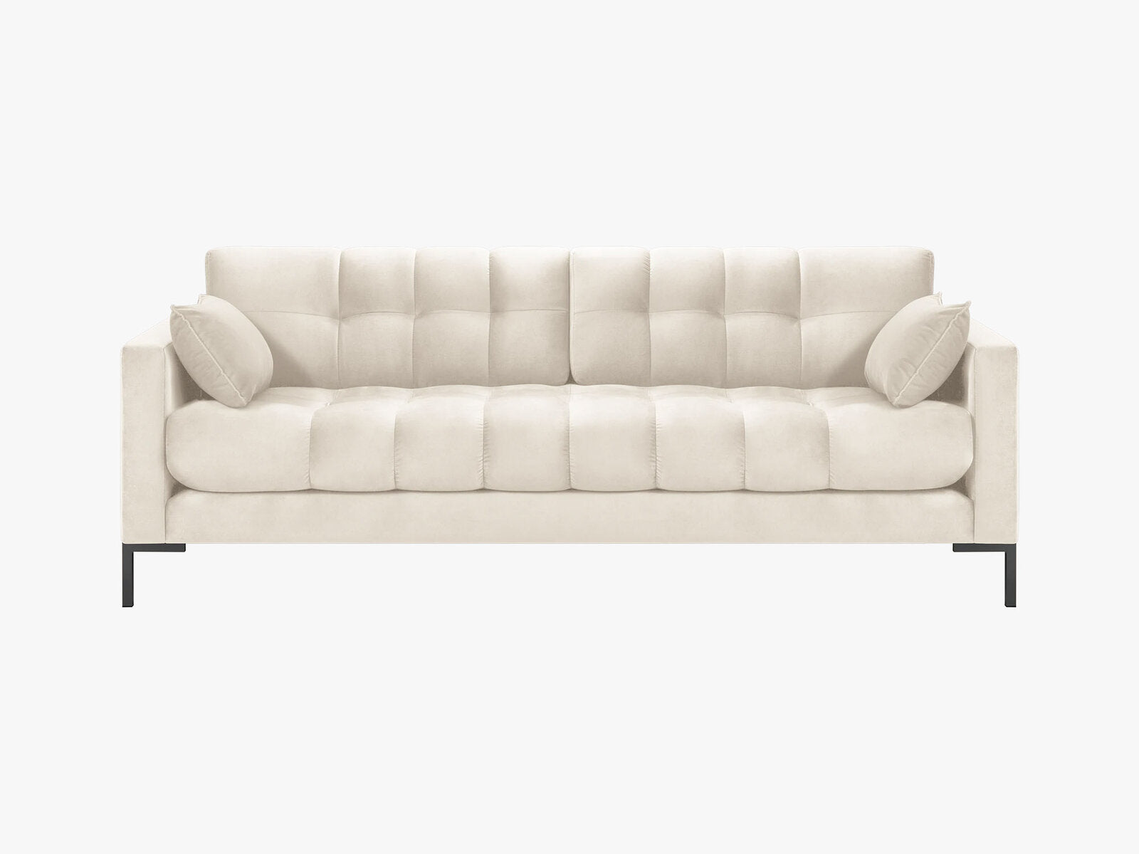 Micadoni Sofa Mamaia 3-Sitzer Samt Bluvel Helles Beige schwarze Beine