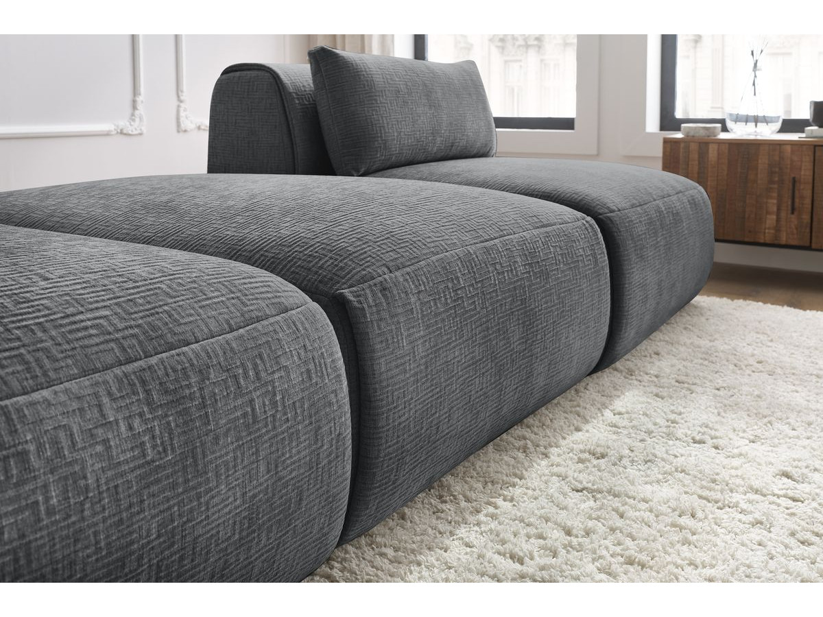 Bobochic Jeanne Sofa 3-Sitzer Strukturstoff Dunkelgrau