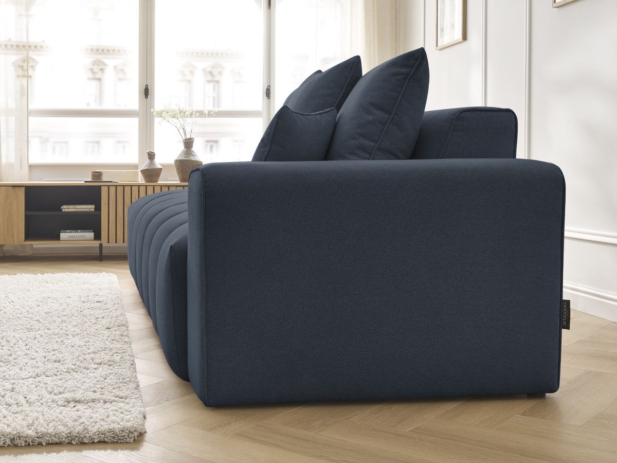 Bobochic Mont-blanc Sofa 4-Sitzer Melange-Stoff Dunkelblau Armlehne rechts