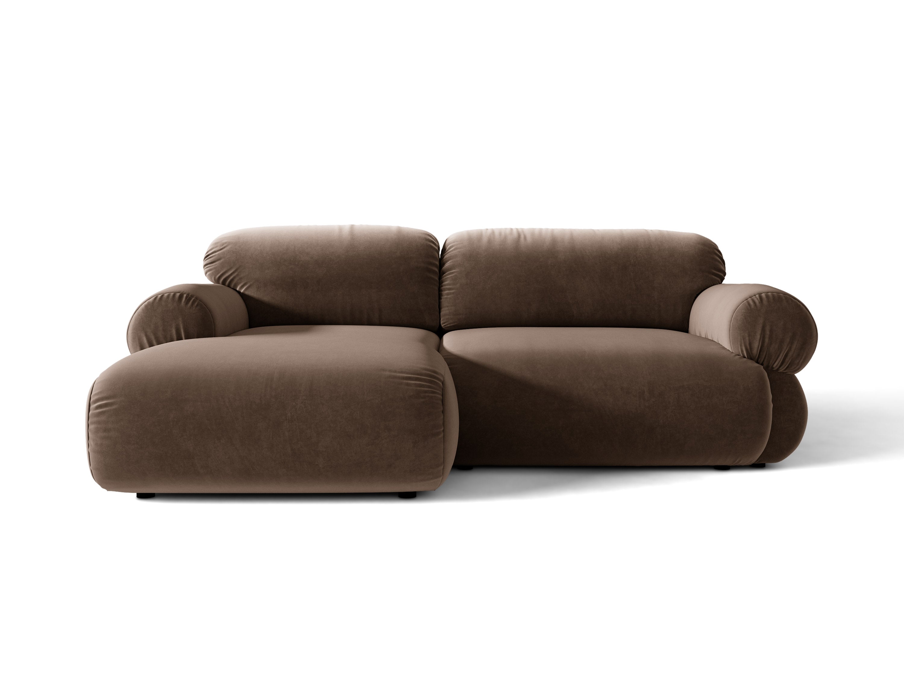 Micadoni Ophelia Ecksofa 4-Sitzer Links Samt Salvador Schokolade