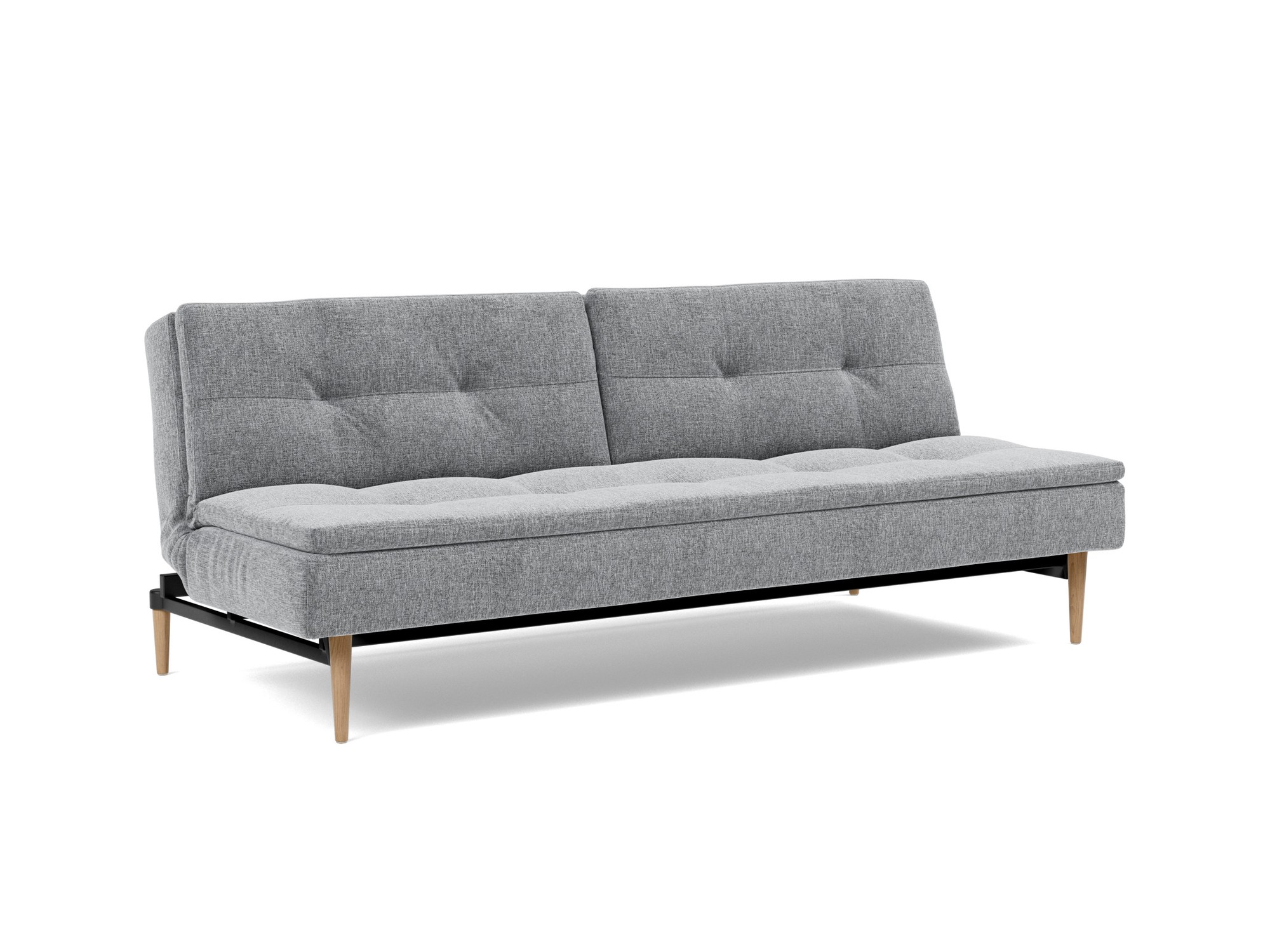 Schlafsofa Dublexo Strukturierter Stoff Twist 565-Granite Beine Styletto Eiche hell