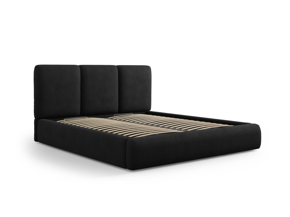 Cosmopolitan Design Stauraumbett mit Kopfteil Nicolas 140x200 Chenille Rebel Schwarz