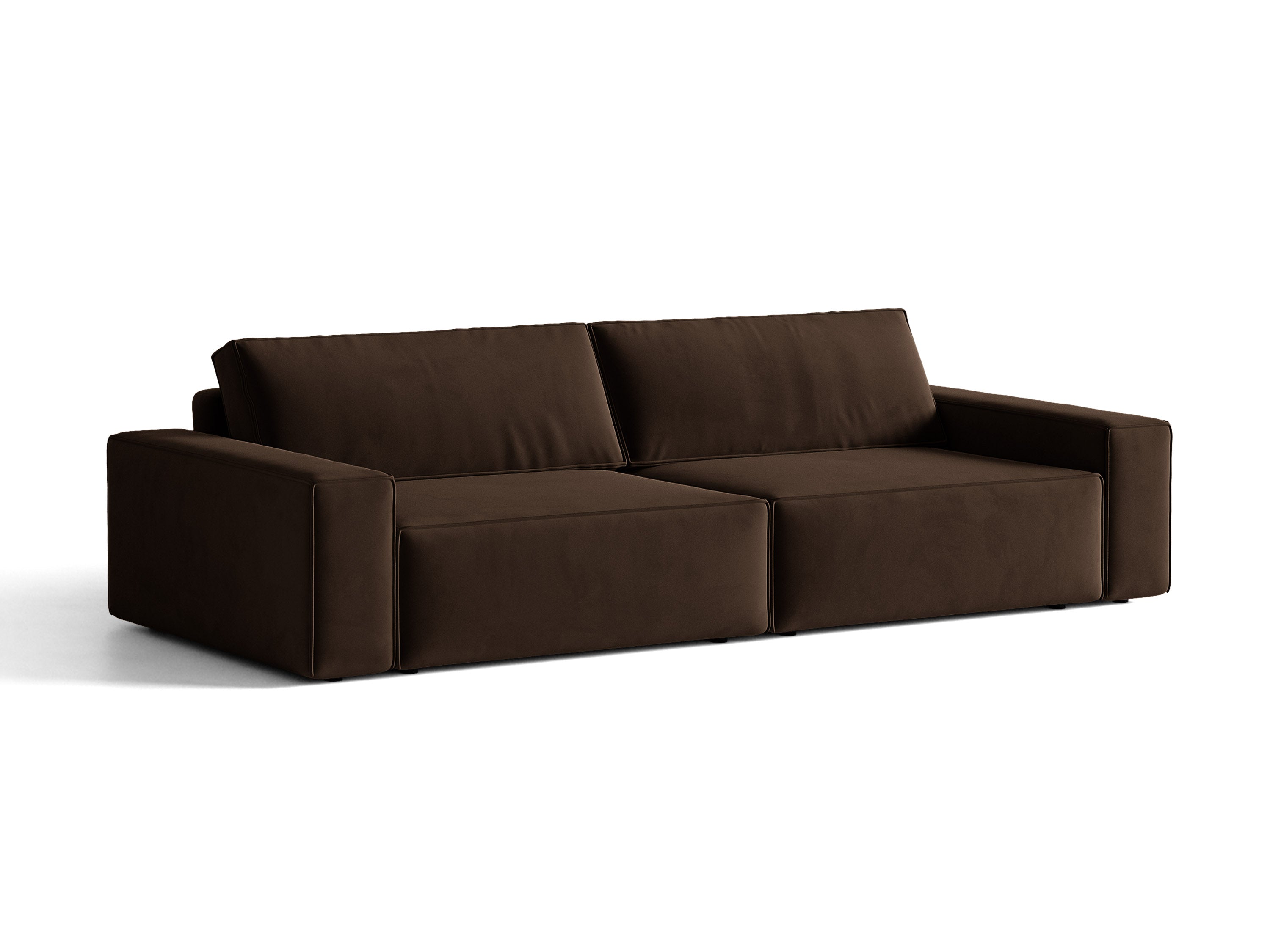 Micadoni Schlafsofa Jodie 3-Sitzer Samt Bluvel Dunkelbraun