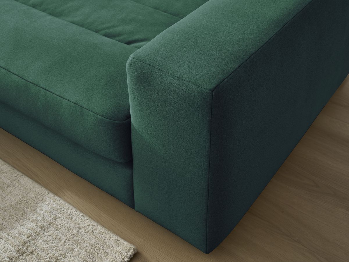 Bobochic Sierra Ecksofa mit Pouf Samt Dunkelgrün Ecke links