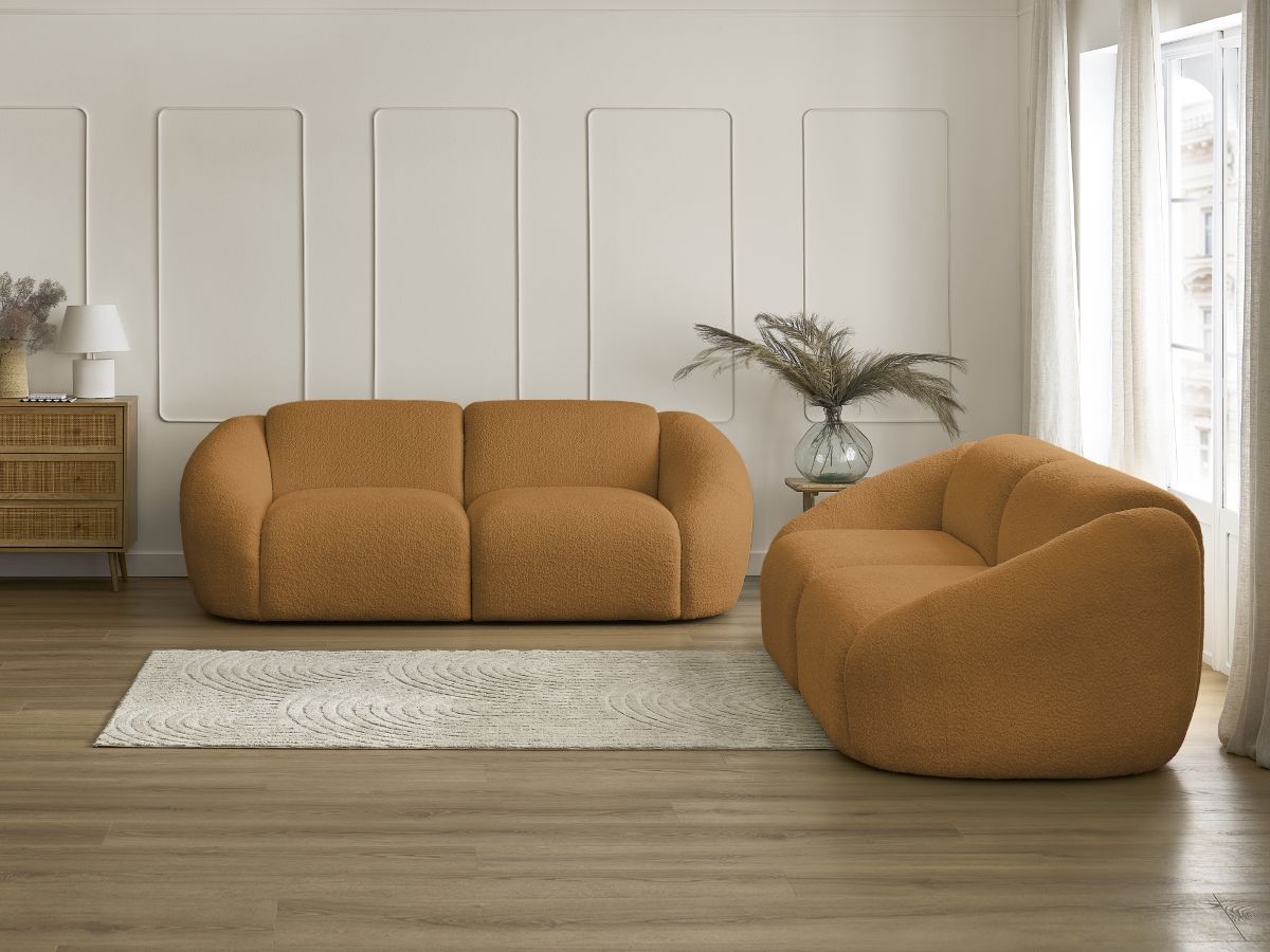 Bobochic Tina Sofa 5-Sitzer Bouclé-Stoff Gelb