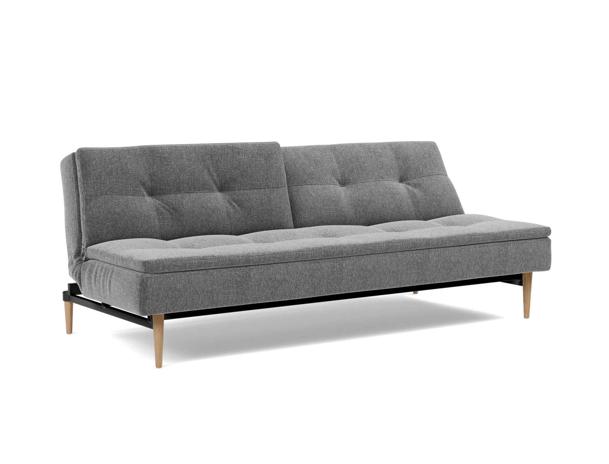 Schlafsofa Dublexo Strukturierter Stoff Twist 563-Charcoal Beine Styletto Eiche hell