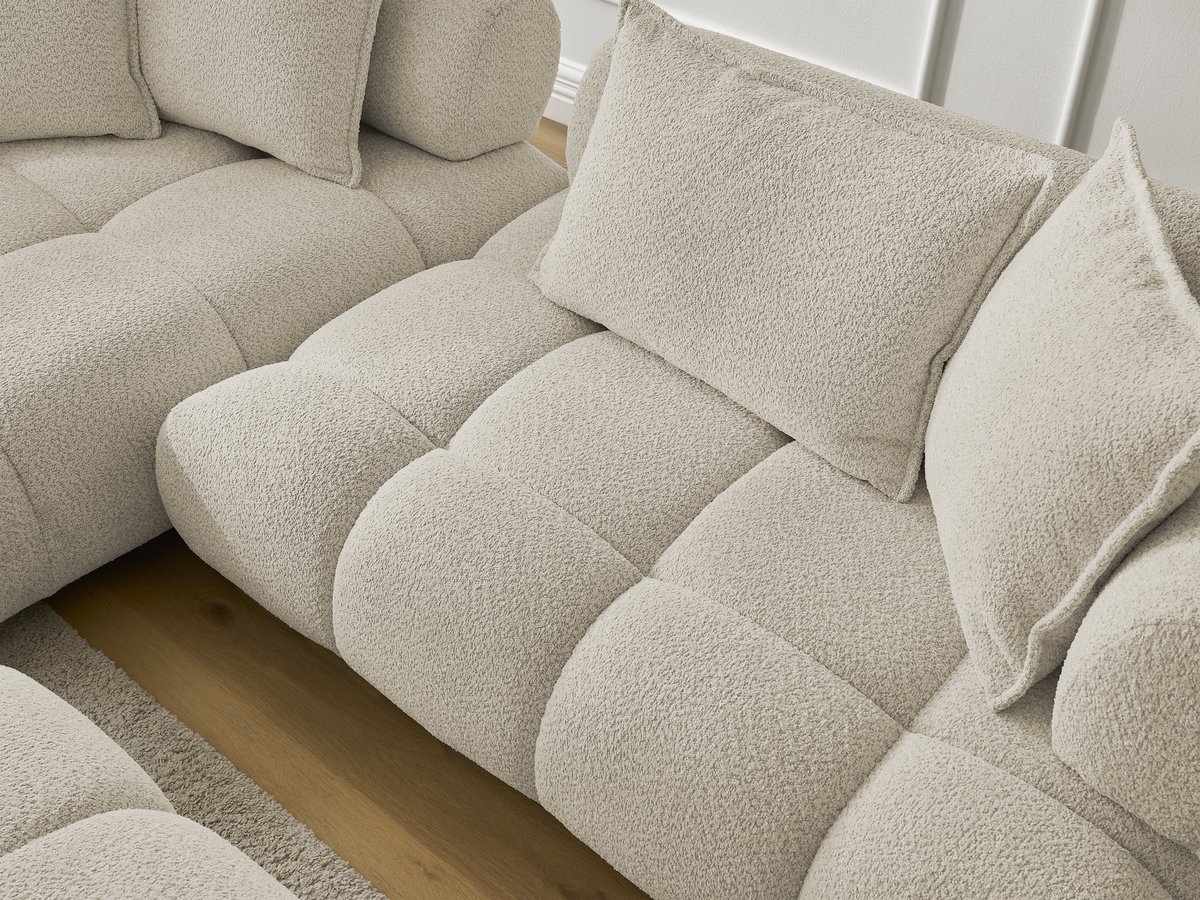 Bobochic Alya Ecksofa mit Pouf Bouclé-Stoff Beige Ecke links