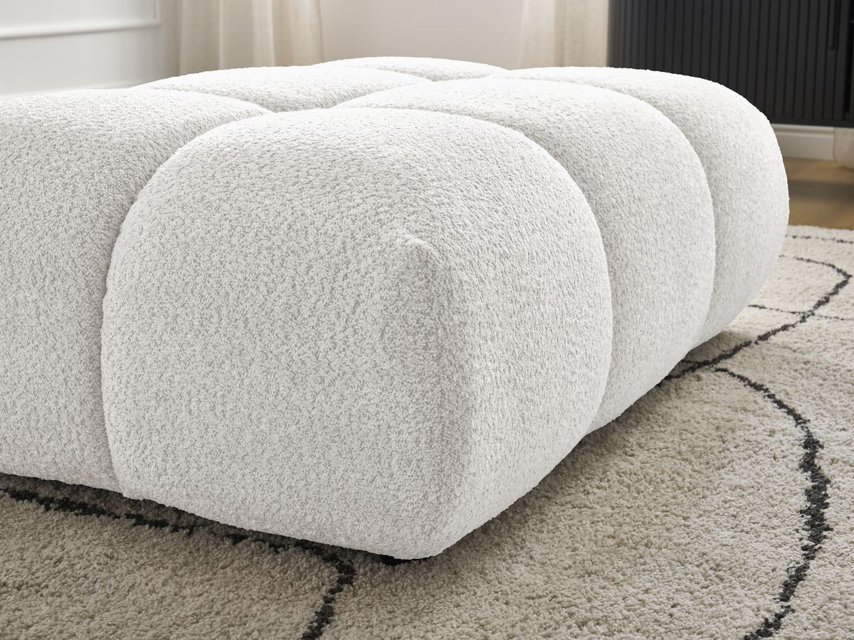 Bobochic Alya Pouf Bouclé-Stoff Weiß