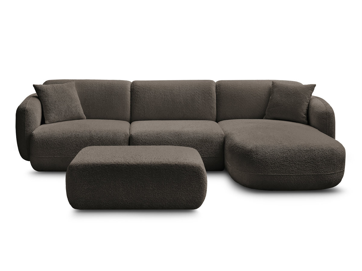 Bobochic Anda Ecksofa mit Pouf 292 × 163 cm Chenille Braun Ecke rechts