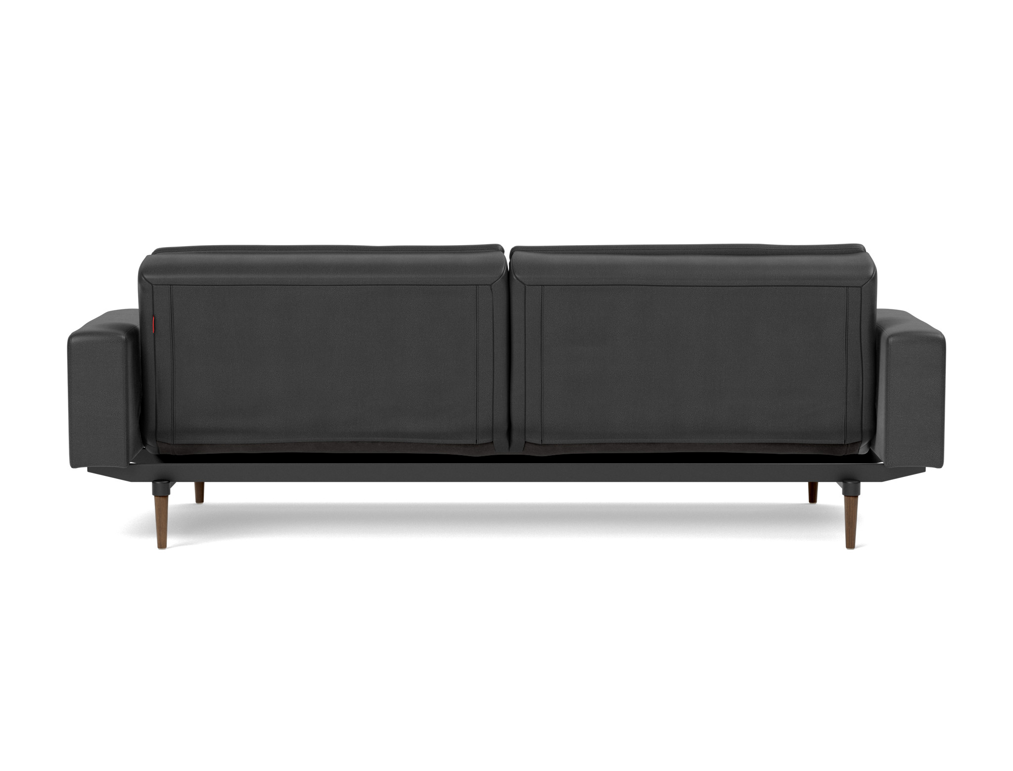 Schlafsofa Dublexo mit Armlehnen Lederoptik Faunal 550-Black Beine Styletto Eiche dunkel
