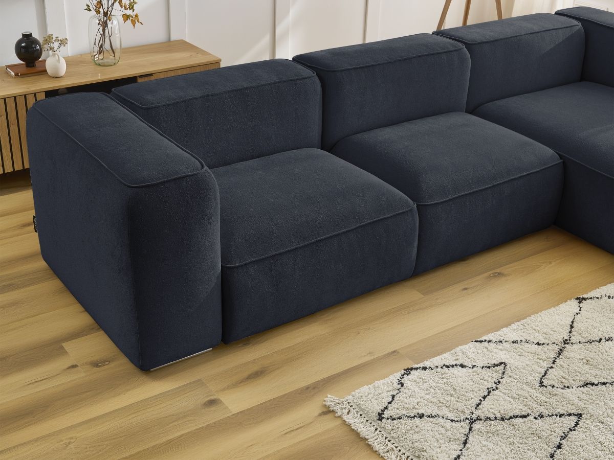Bobochic Zephyr Ecksofa 349 × 165 cm Strukturstoff Dunkelblau Ecke rechts