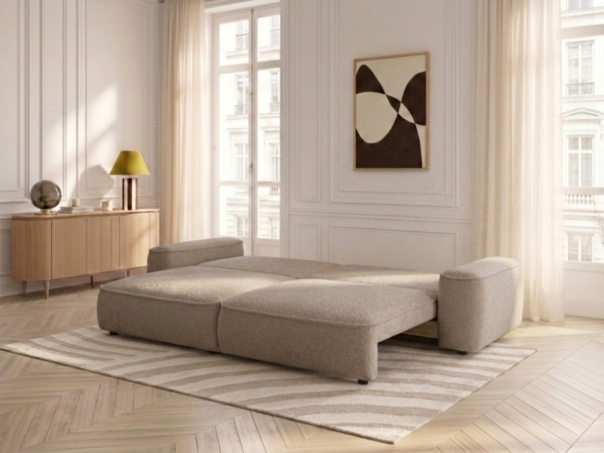 Bobochic Honore Schlafsofa 3-Sitzer mit Bettkasten Chenille Braun