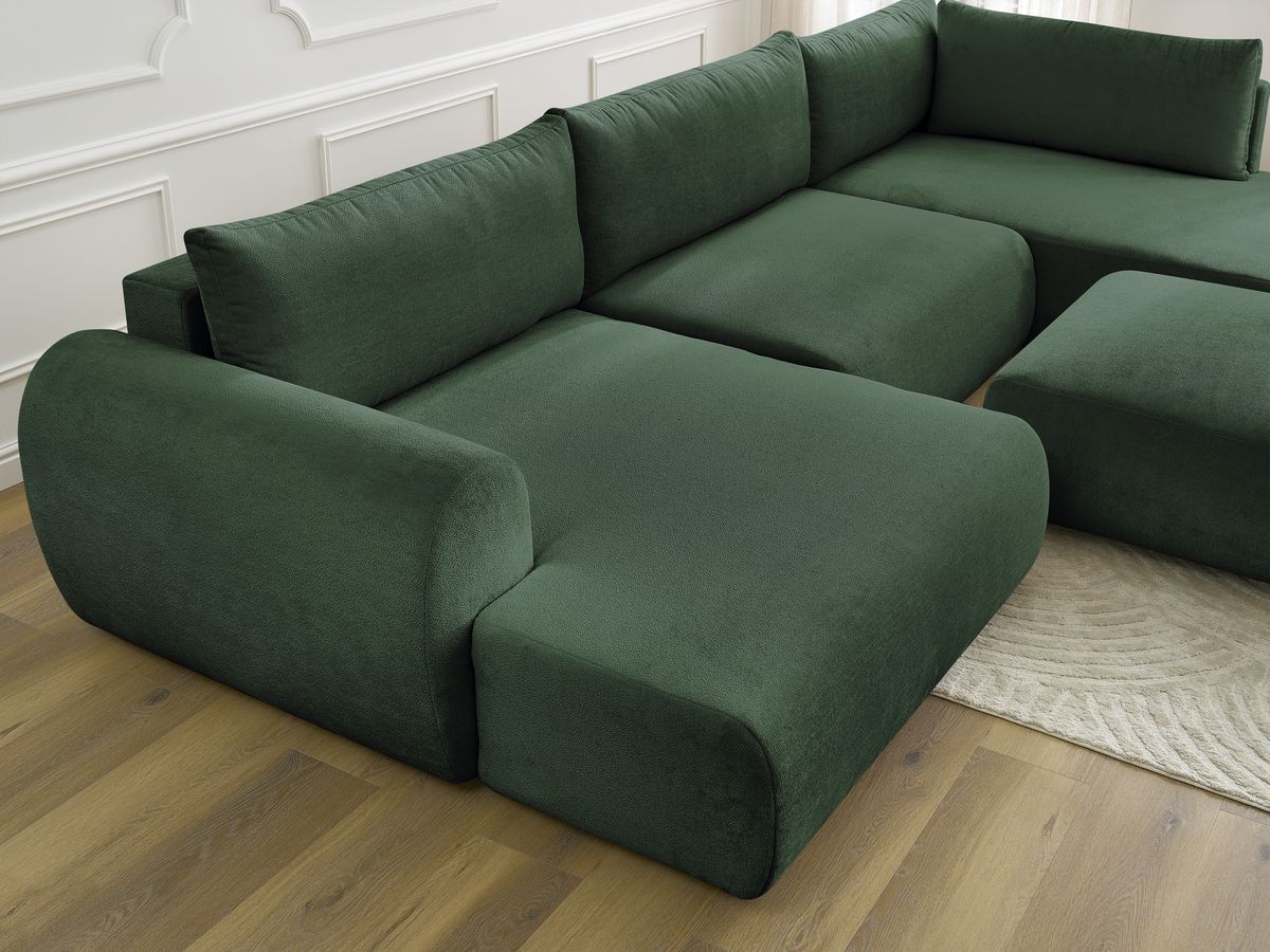 Bobochic Lucien Wohnlandschaft mit Pouf Stoff Grün Ecke links