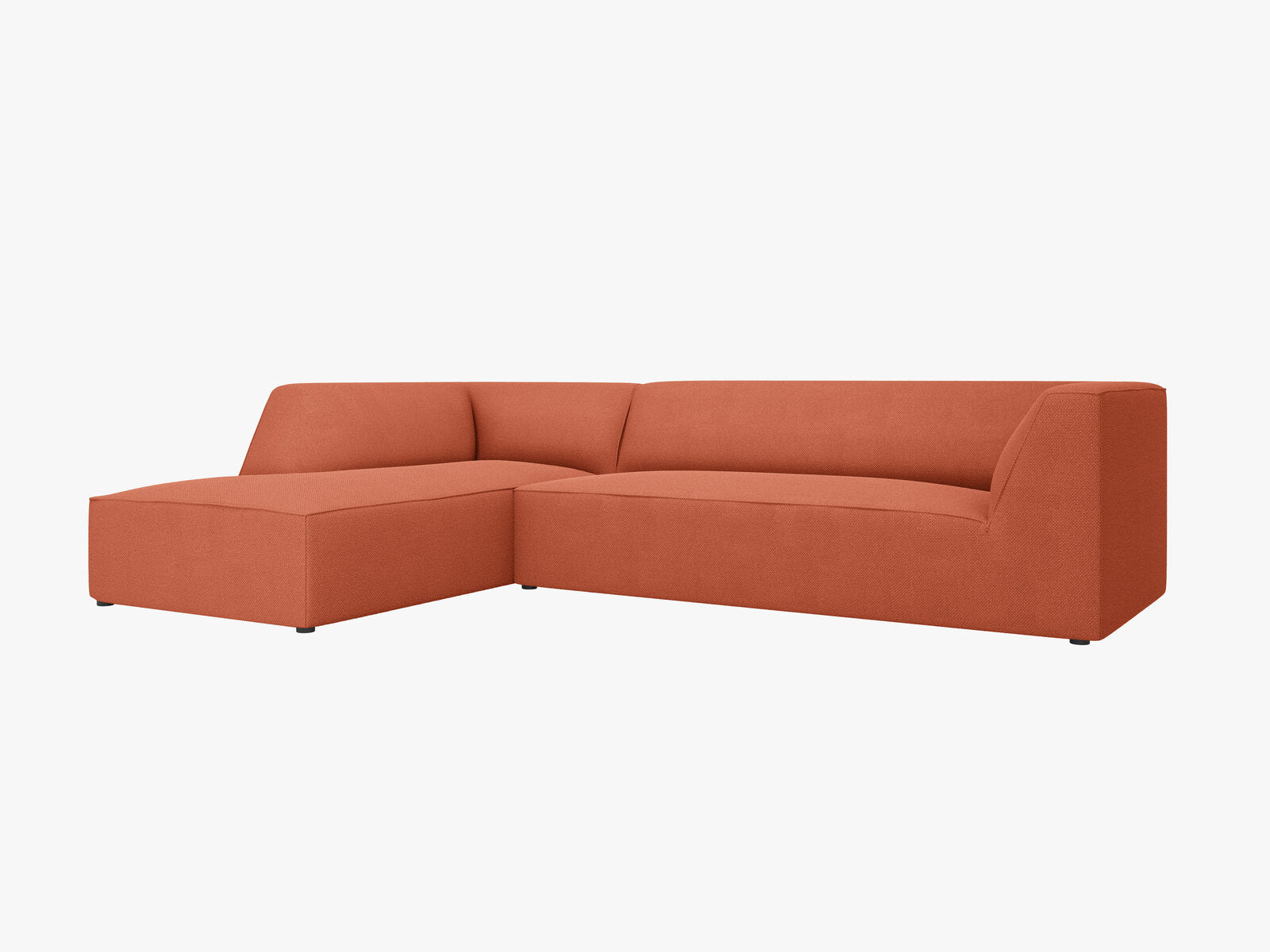 Micadoni 4-Sitzer Modular Sofa Ruby Links Strukturierter Stoff Koralle