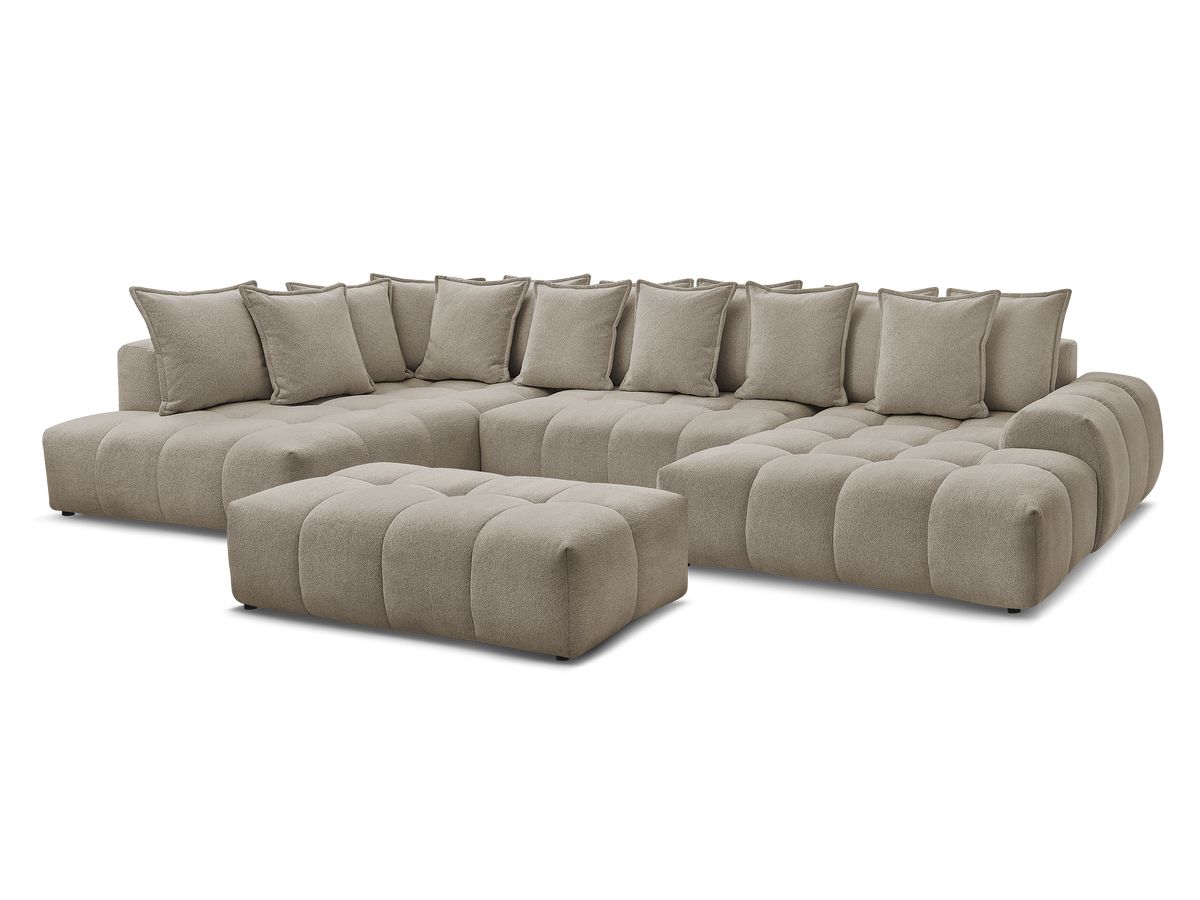 Bobochic Everest Wohnlandschaft mit Pouf, 14 Kissen Melange-Stoff Taupe Ecke rechts