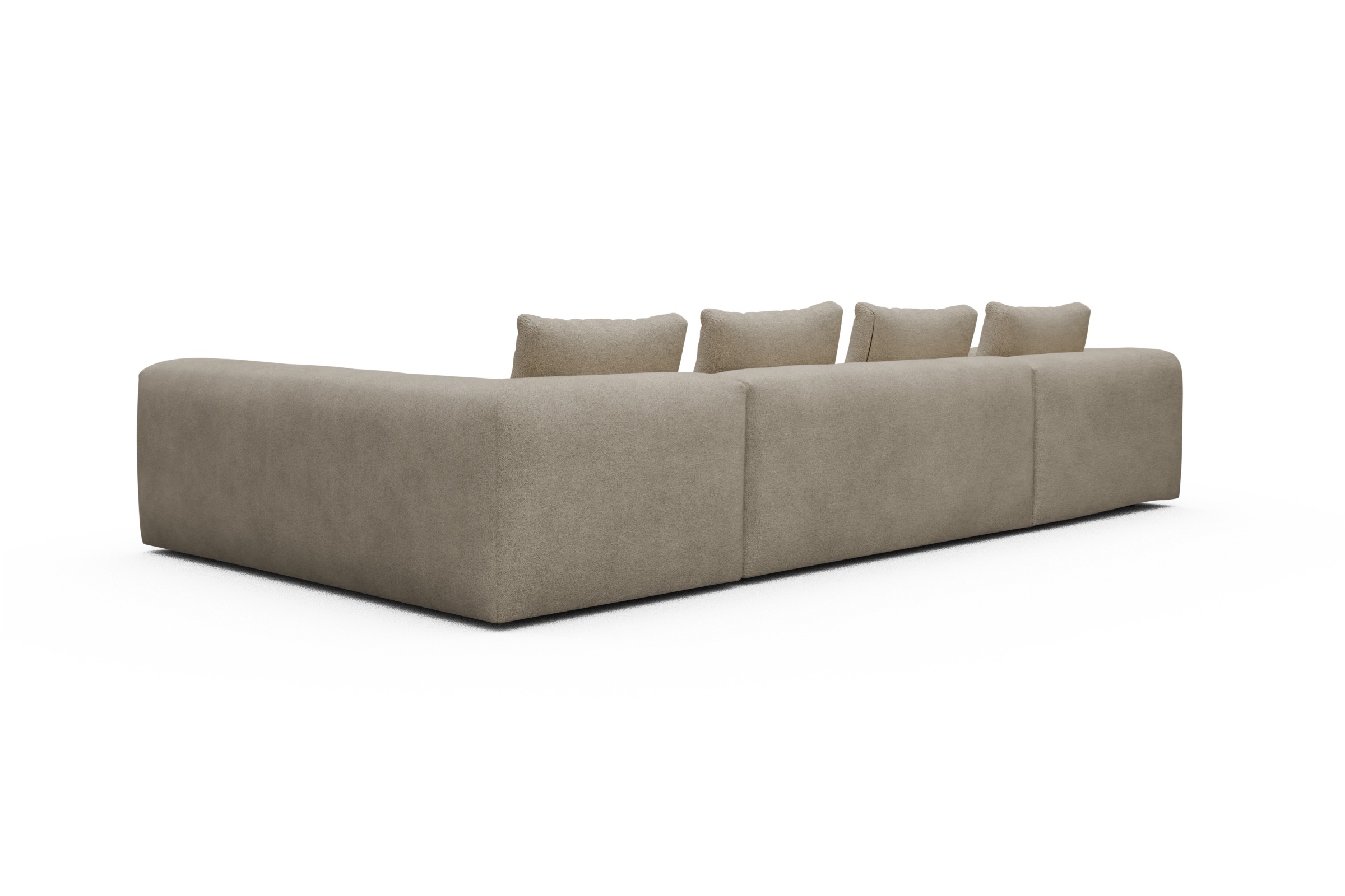 Wohnlandschaft Fred Chaiselongue links mit 2-Sitzer und lange Armlehne rechts Boucle-Belge