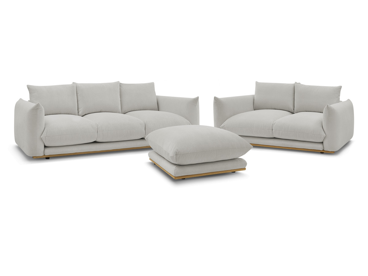 Bobochic Ernest Sofa 6-Sitzer mit Pouf Stoff Hellgrau