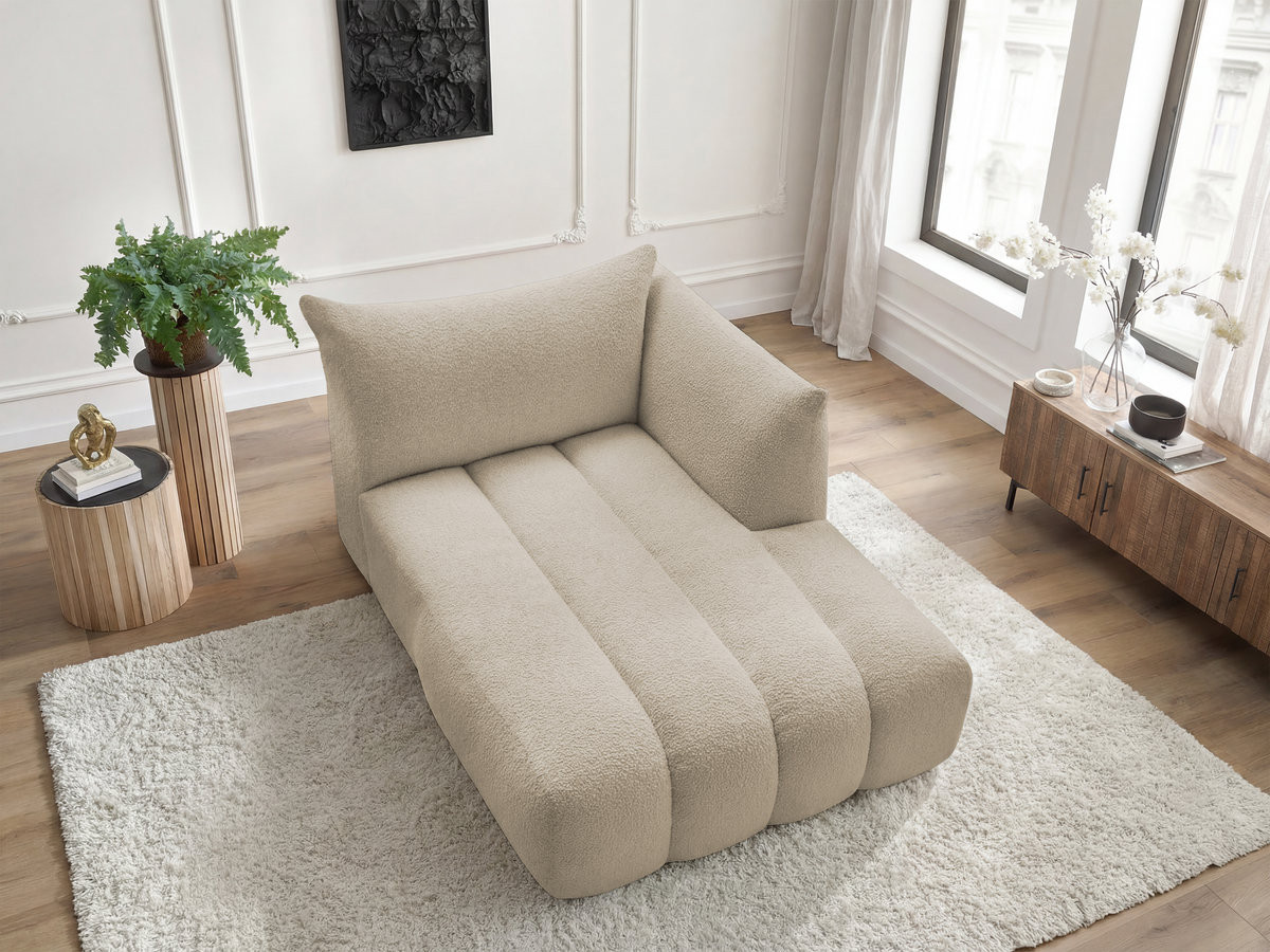 Bobochic Azra Méridienne-Modul Bouclé-Stoff Beige Ecke rechts