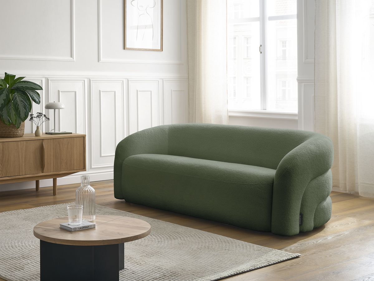 Bobochic Elina Sofa 3-Sitzer Bouclé-Stoff Grün