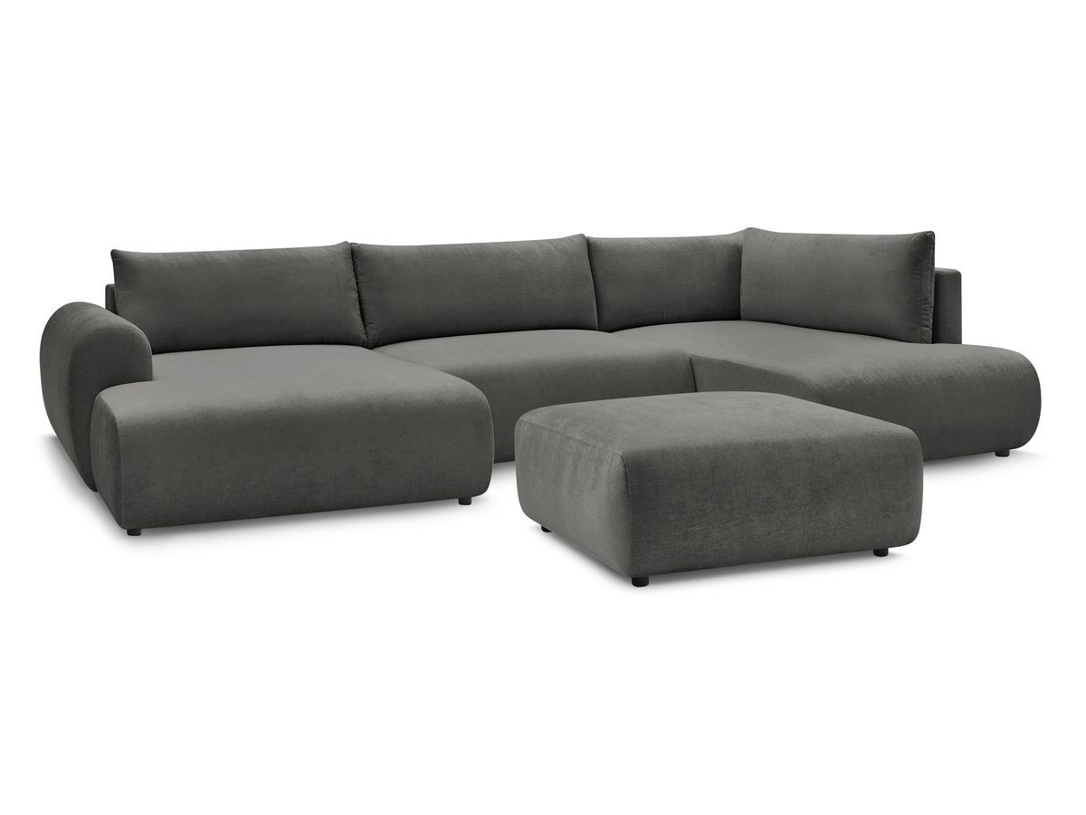Bobochic Lucien Wohnlandschaft mit Pouf Stoff Dunkelgrau Ecke links
